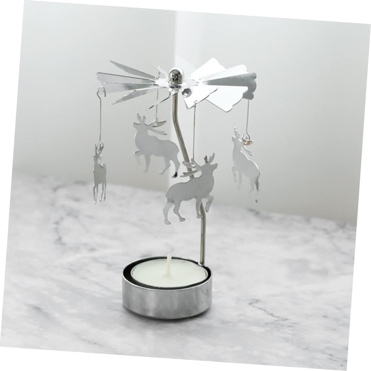 Rotating Candlestick with Snowflake Windmill Design