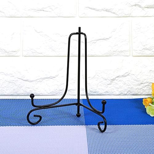 Tbest Large Plate Display Stand 6 Inches Black Iron Easel