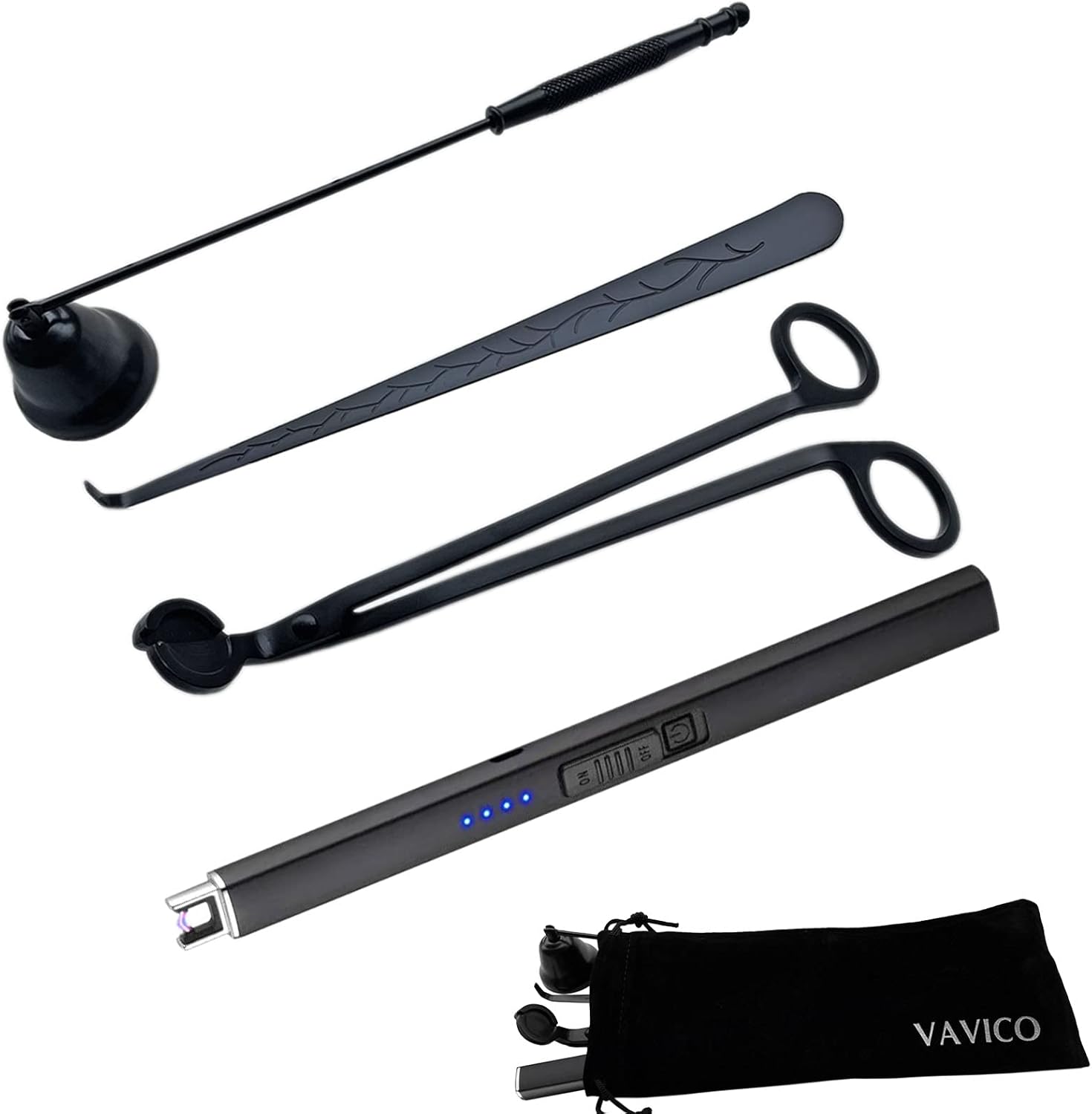 VAVICO Candle Care Kit with Windproof Arc Lighter and USB Rechargeable Trimmer