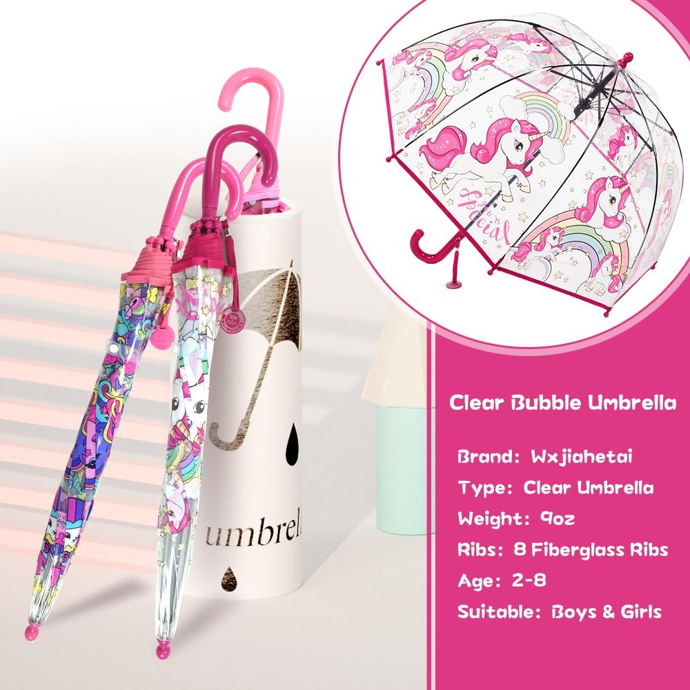 Kids Clear Bubble Umbrella with Pinch-Proof Closure and Auto Open Design