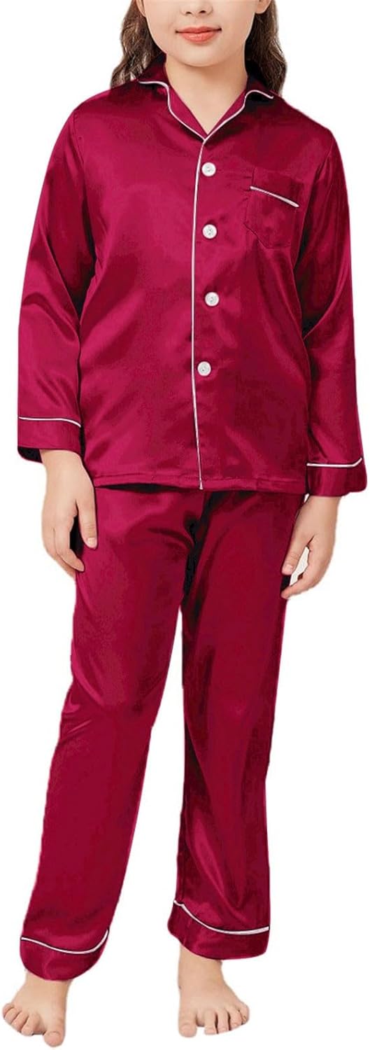 Kids Satin Pajama Set 2Pcs for Boys Girls