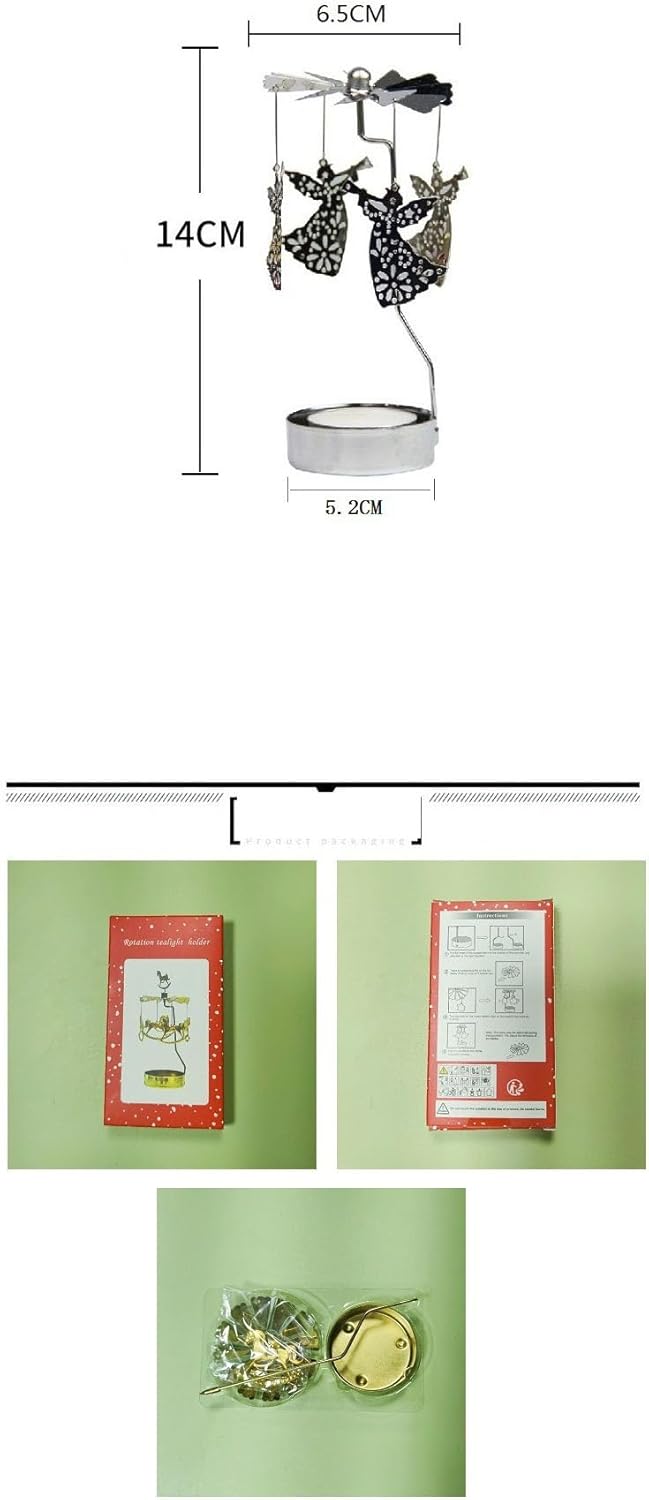 Rotary Candle Holder with Tray Silver Spinning Xmas Tree