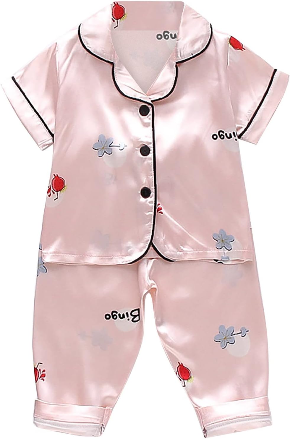 Toddler Silk Satin Short Sleeve Set for Boy Girl
