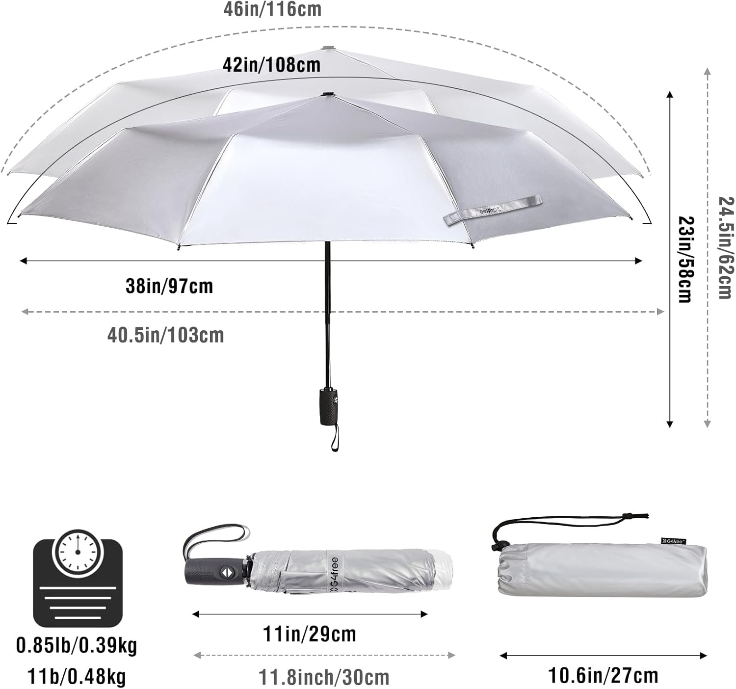 G4Free UPF 50 Travel Umbrella 42 Inch Windproof Auto Open Close