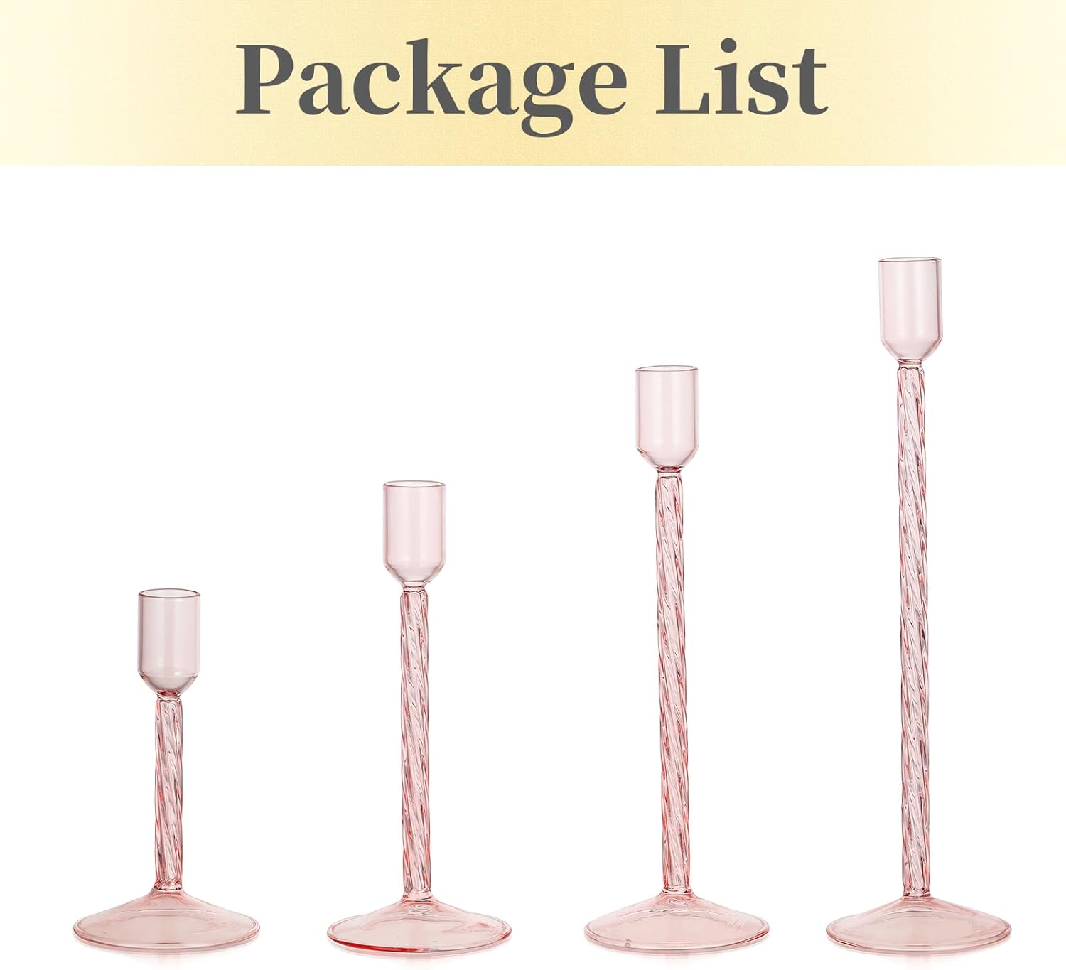 Hewory Glass Taper Candle Holders 4 Pcs Set