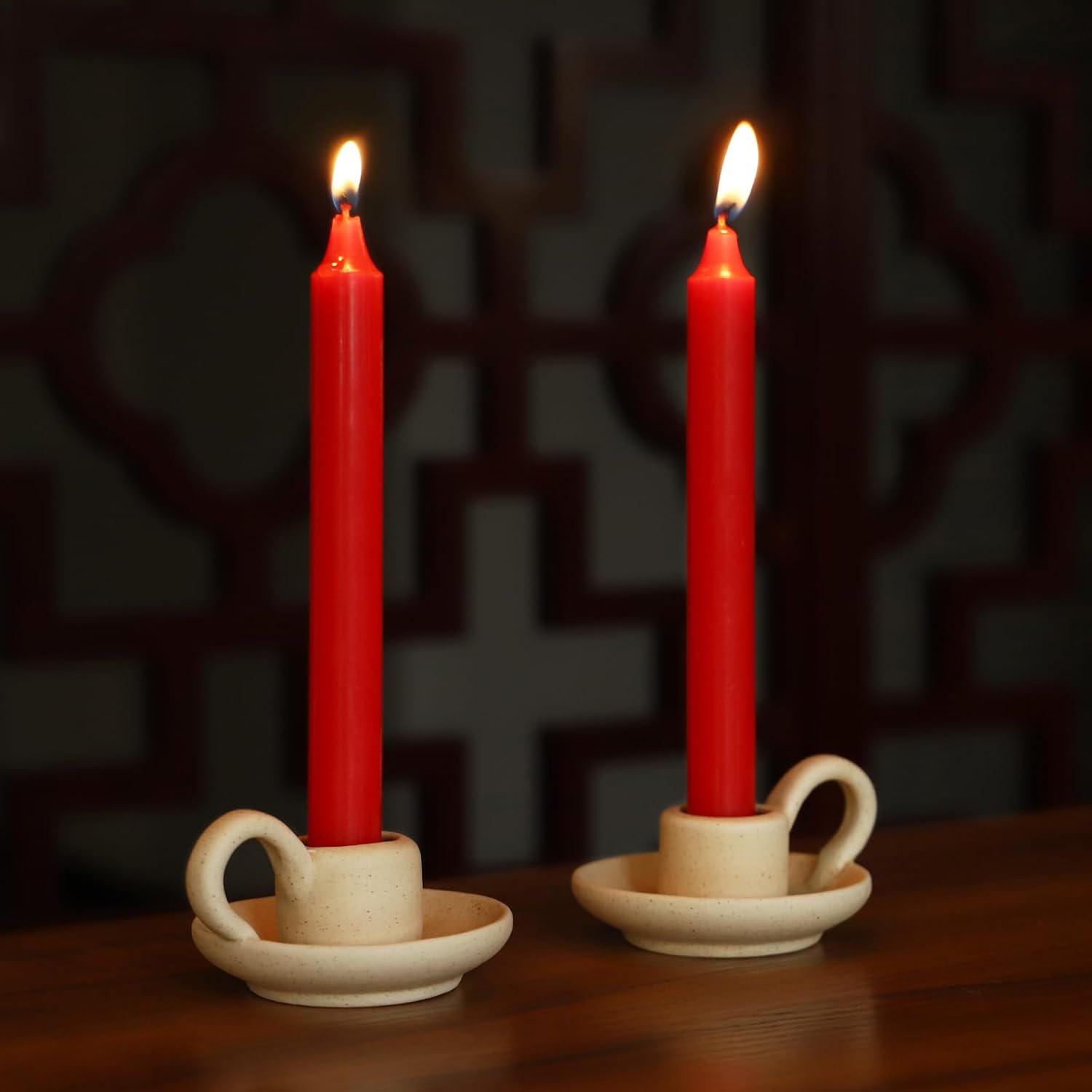Angoily 2PCS Ceramic Candlestick Holders 1