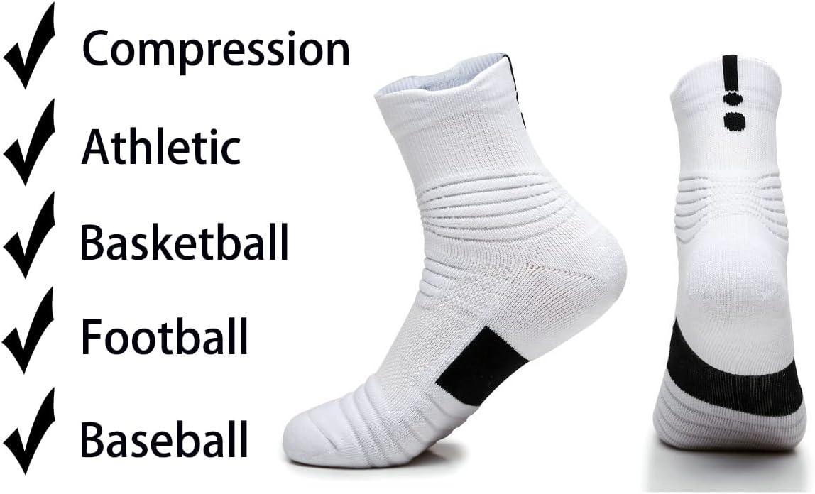 Yoknatt 3 Pack Compression Basketball Socks for Men Women Youth