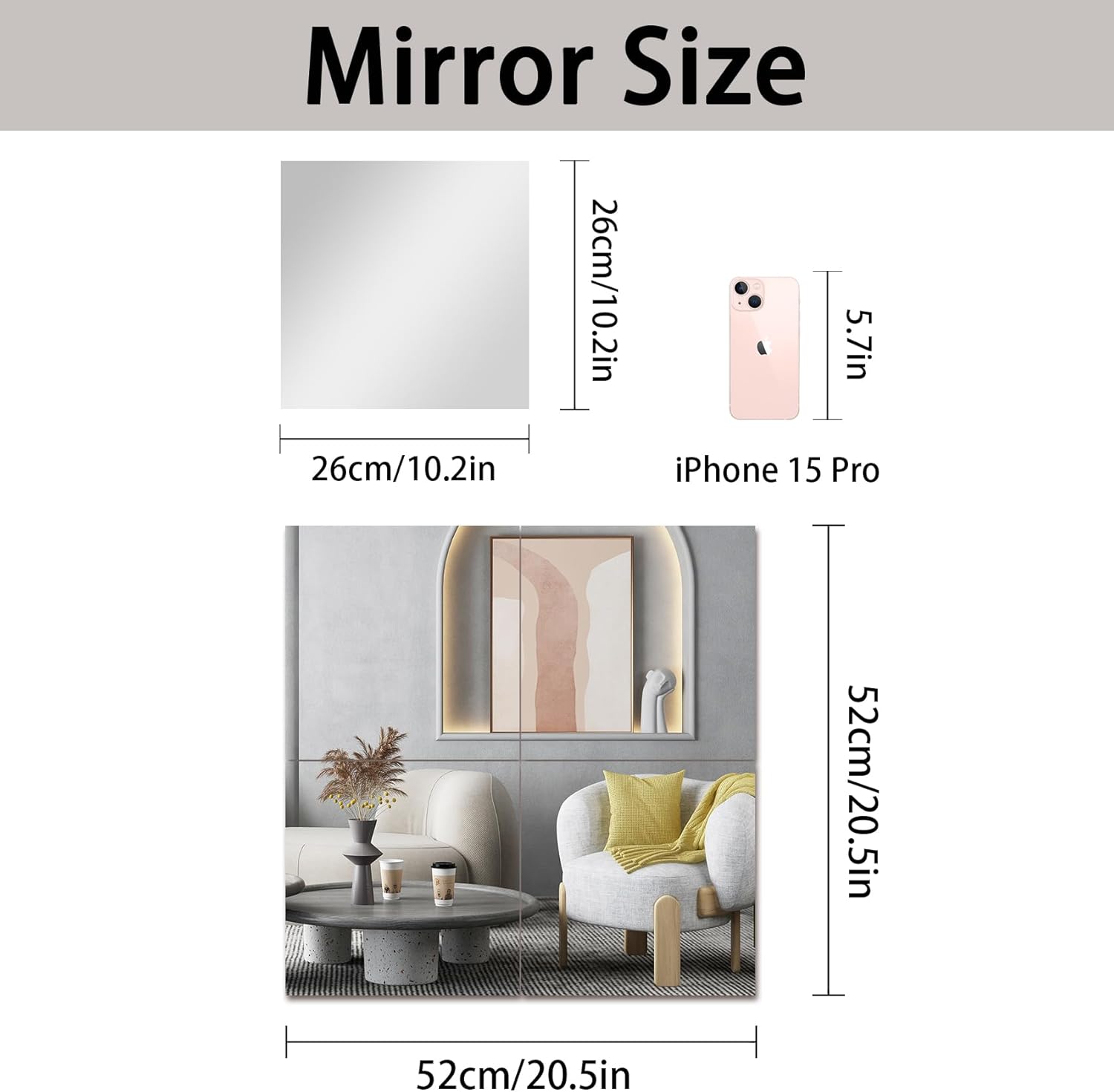 CEYAZYE Wall Mirror Tiles 4pcs Full Length Door Mirror