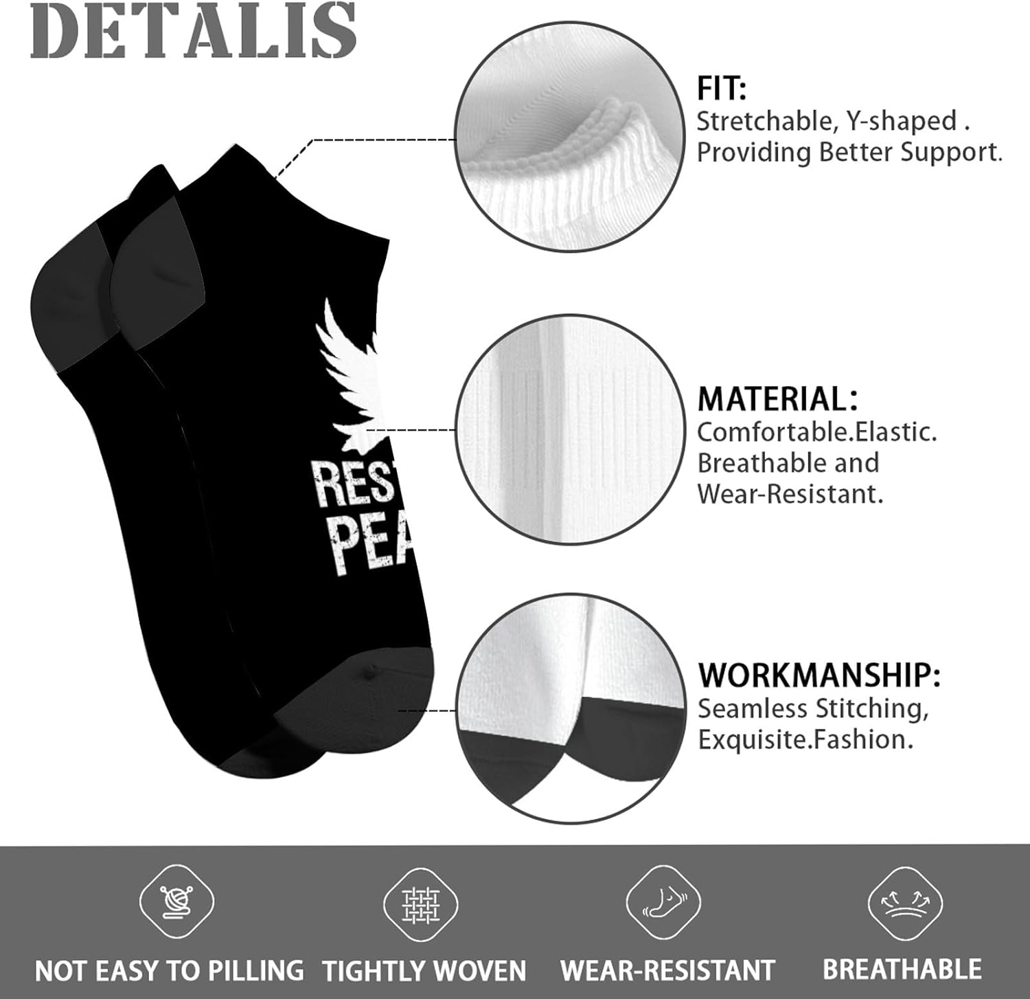 Rest In Peace Boys Crew Socks for Men