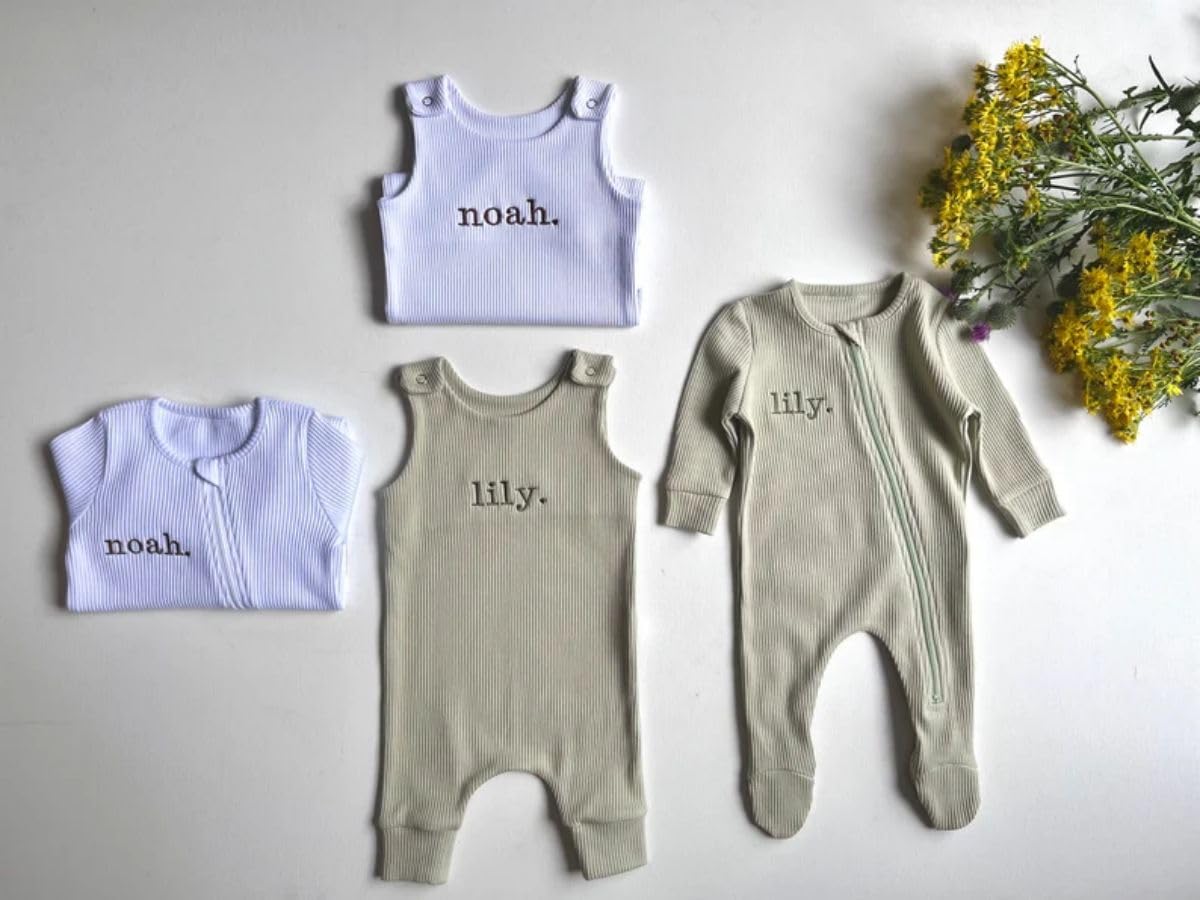 Personalised Baby Zip Bodysuit with Name Initials