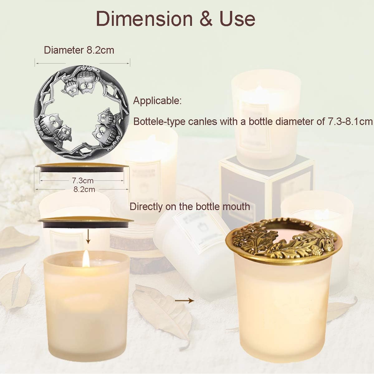 UCINNOVATE Jar Candle Topper with Silver Owl Design