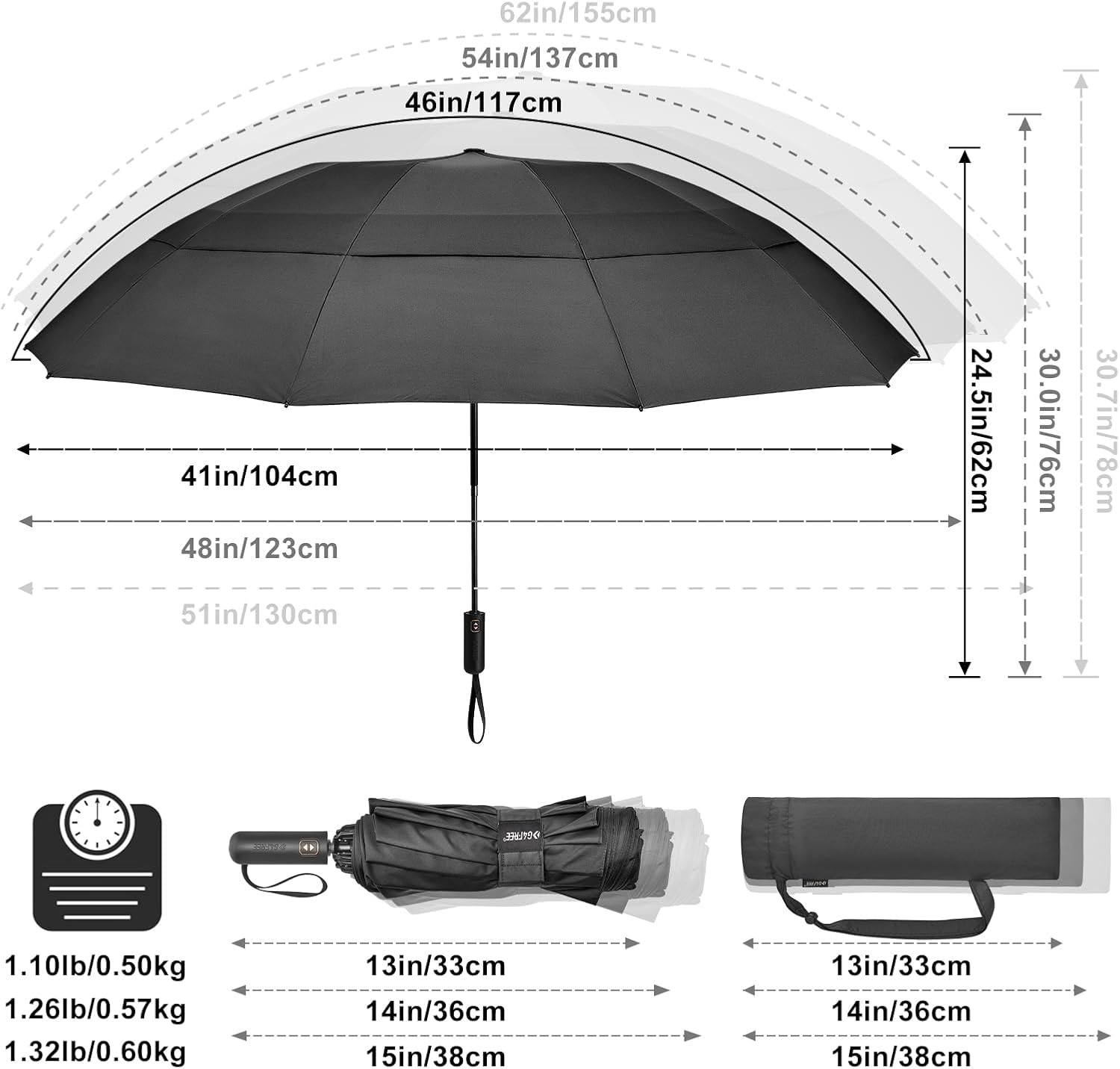 G4Free 54 Inch Windproof Travel Umbrella with Auto Open Close 1