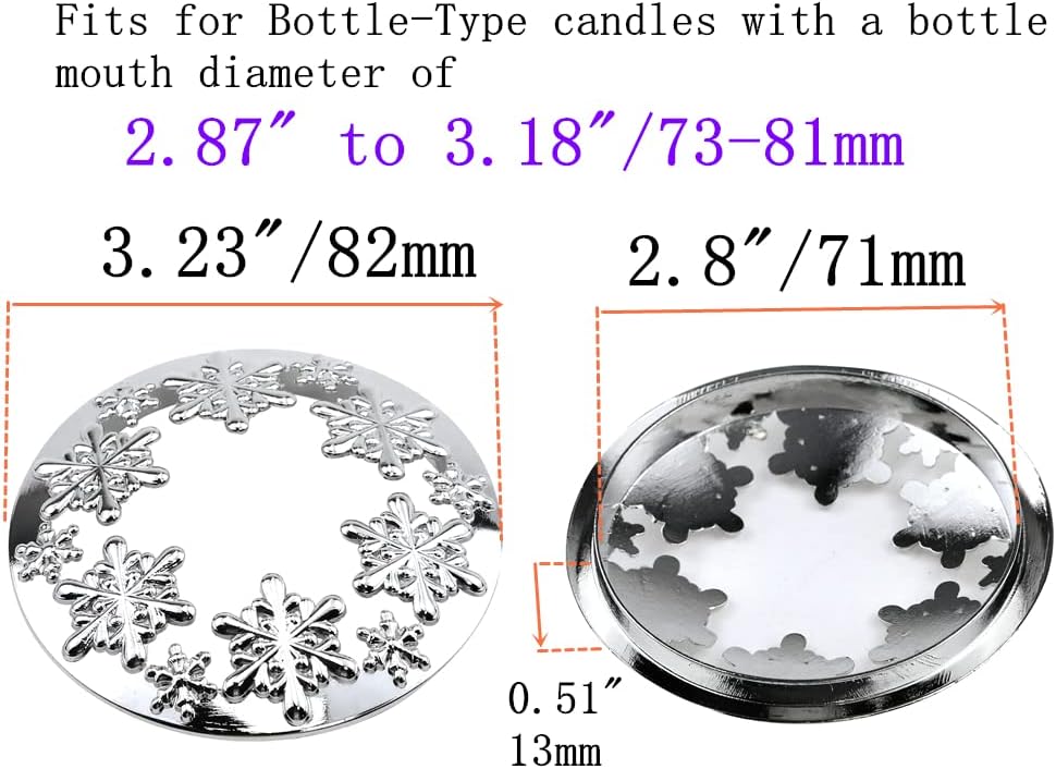 Silver Snowflake Jar Candle Topper with 28 Diameter