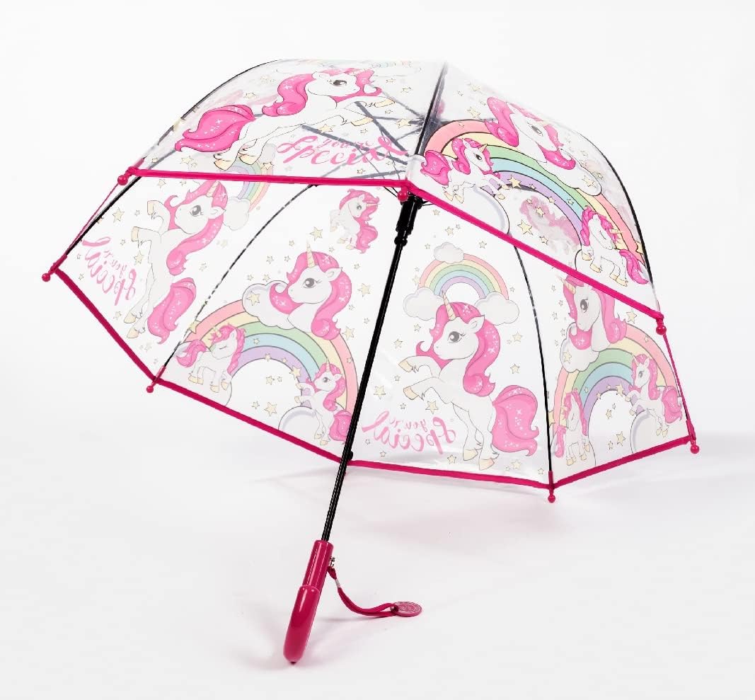 Kids Clear Bubble Umbrella with Pinch-Proof Closure and Auto Open Design