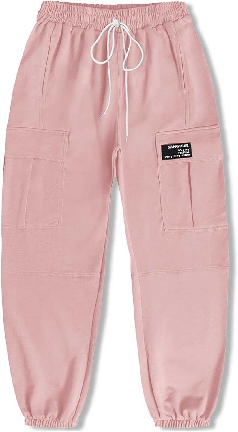 SANGTREE Girls Drawstring Cargo Jogger Pants