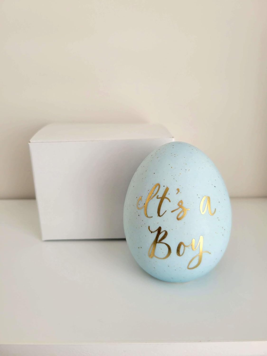 Handmade Its a Boy Easter Egg Blue Ceramic