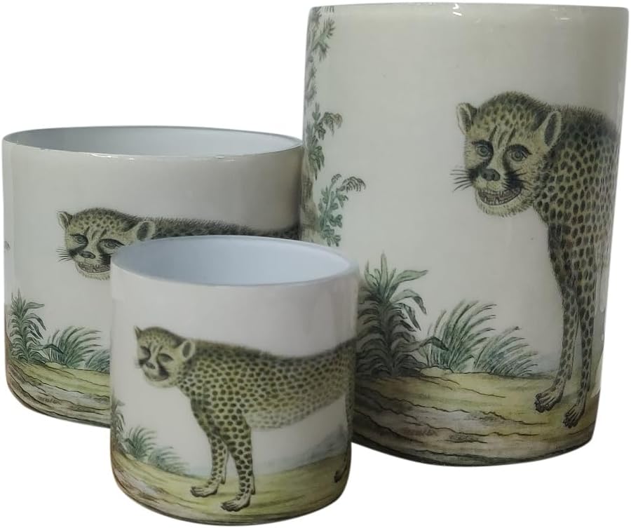 BIDK Home Large Glass Leopard Votive Candle Holder - 6 Inch