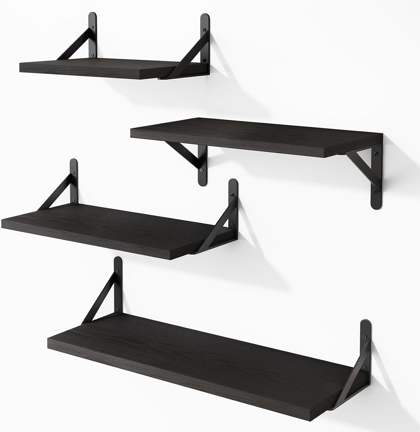 YGEOMER Floating Shelves Set of 4 Black Wall Shelves