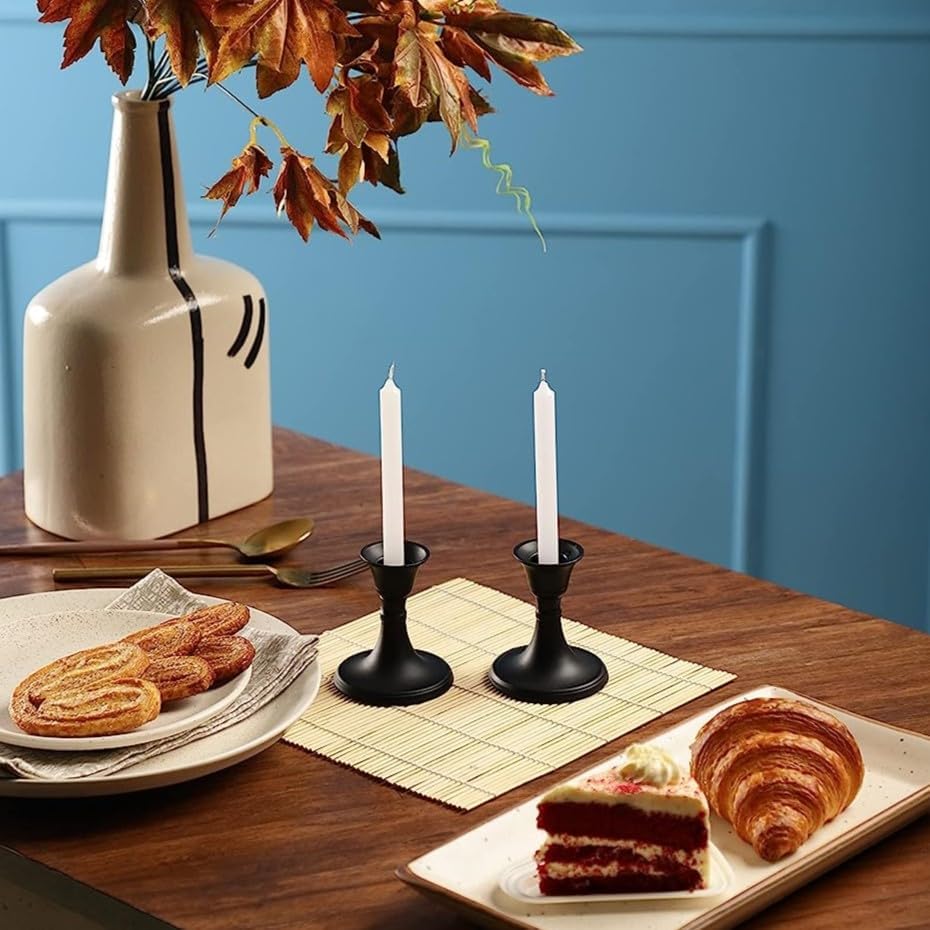 Relly Black Taper Candlestick Holders Set of 2