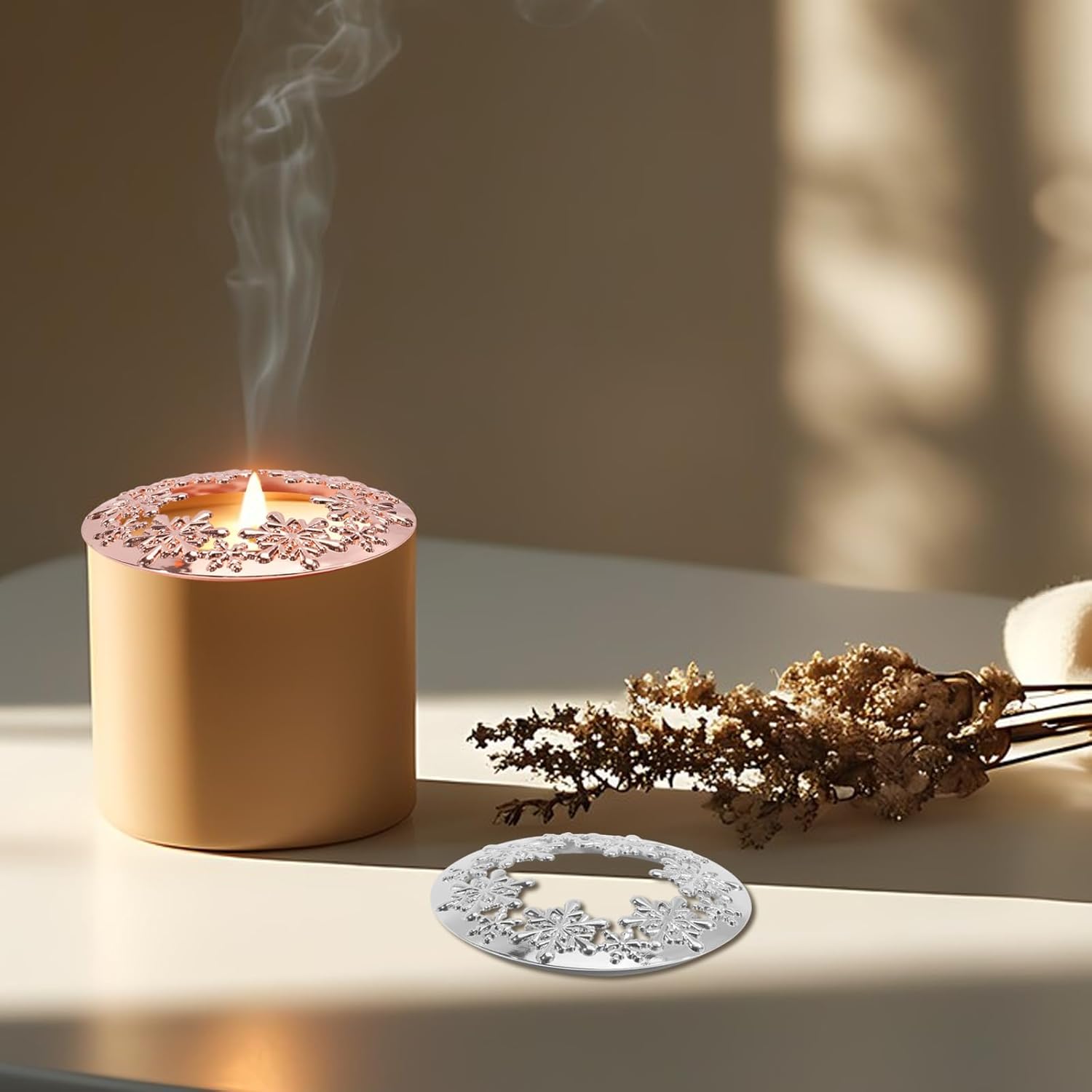 GLOBLELAND 2Pcs 3Inch Snowflake Candle Covers 1