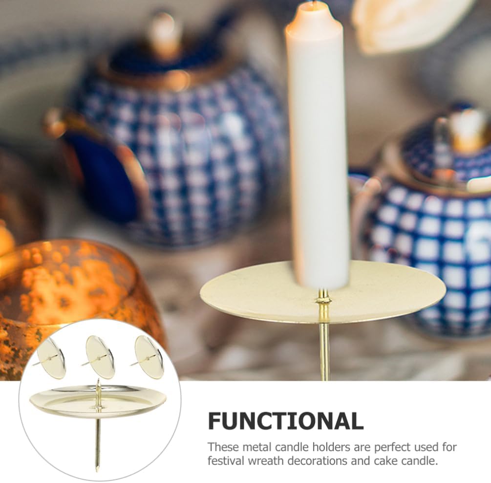 Alipis 4pcs Gold Candle Holder with Wreath Design