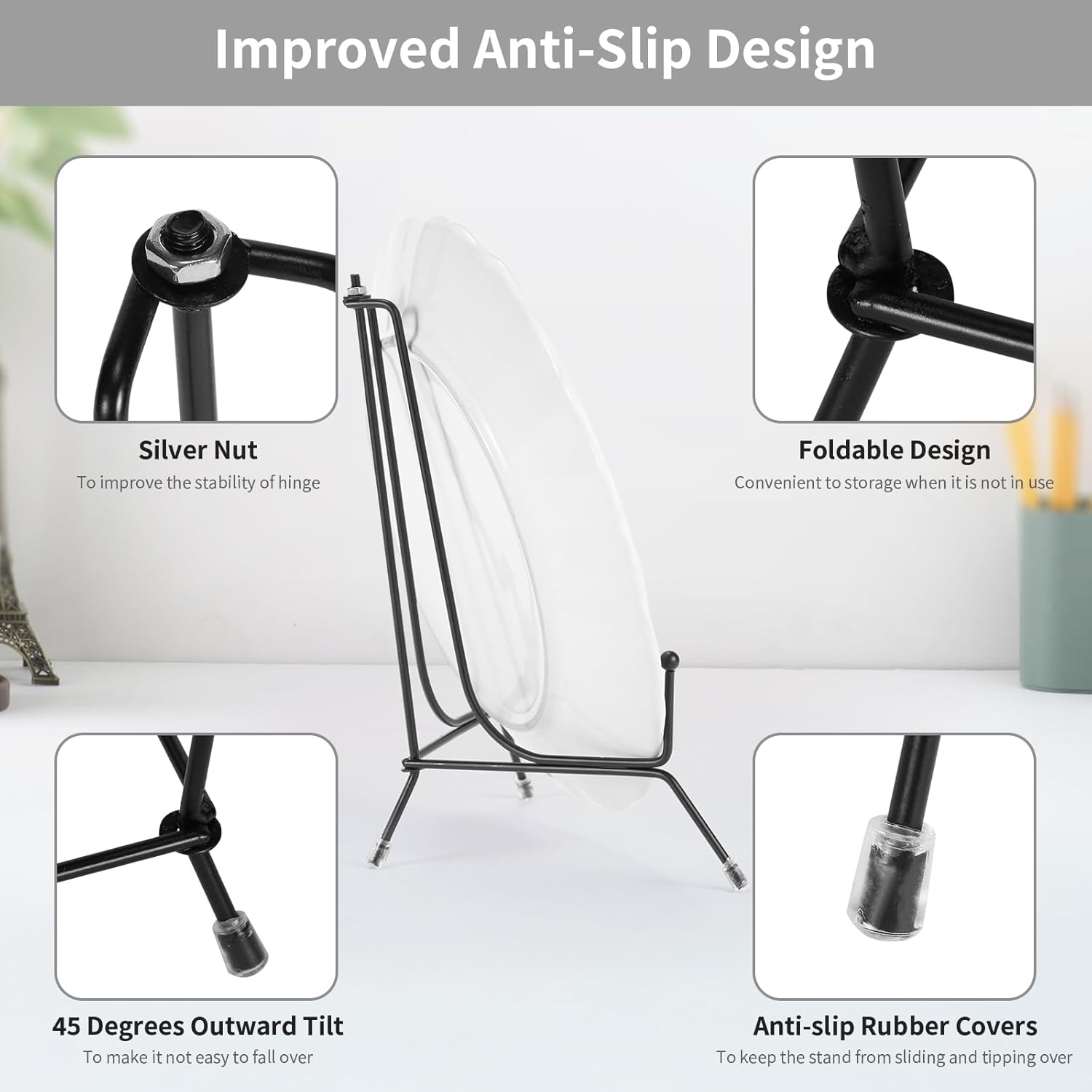 2 Pack Anti-Slip Plate Stands for Display