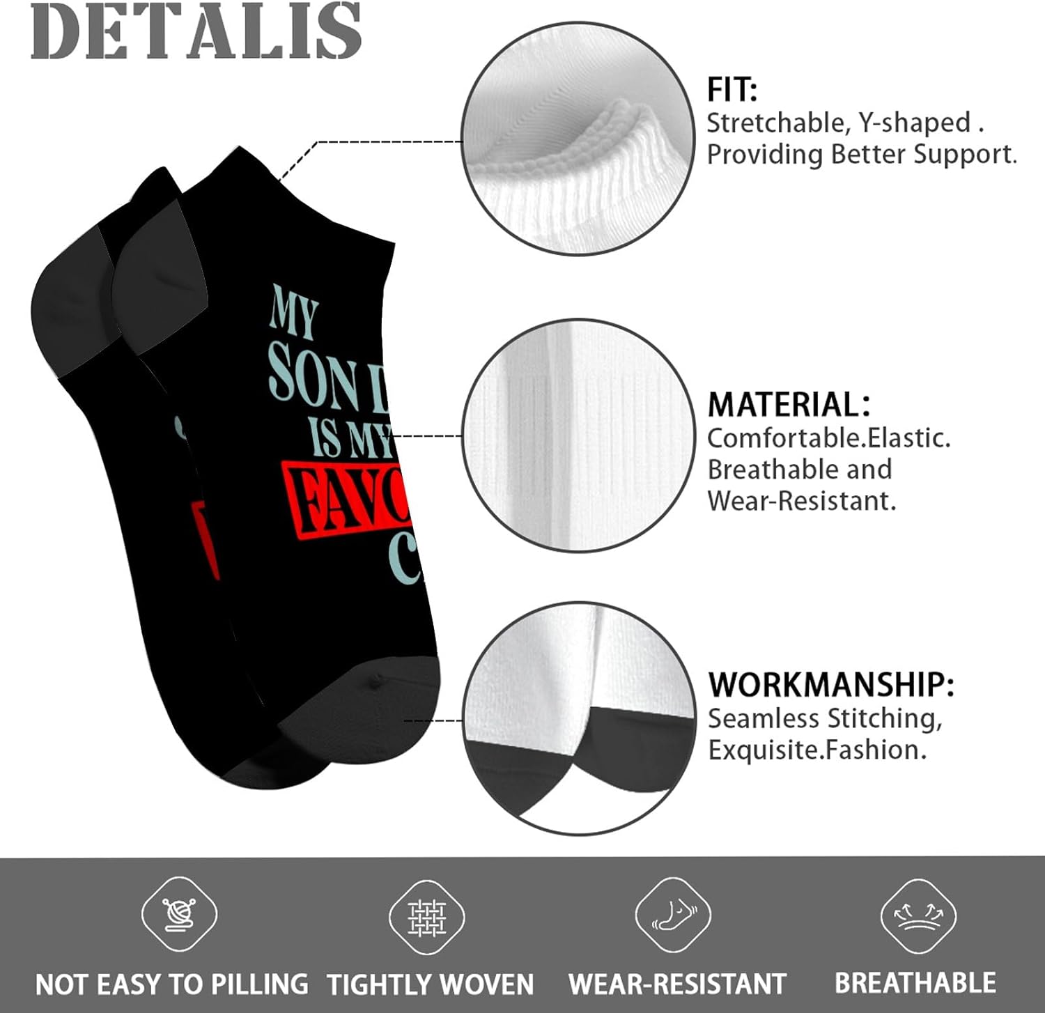 Cute Mens Athletic Socks with Colorful Design