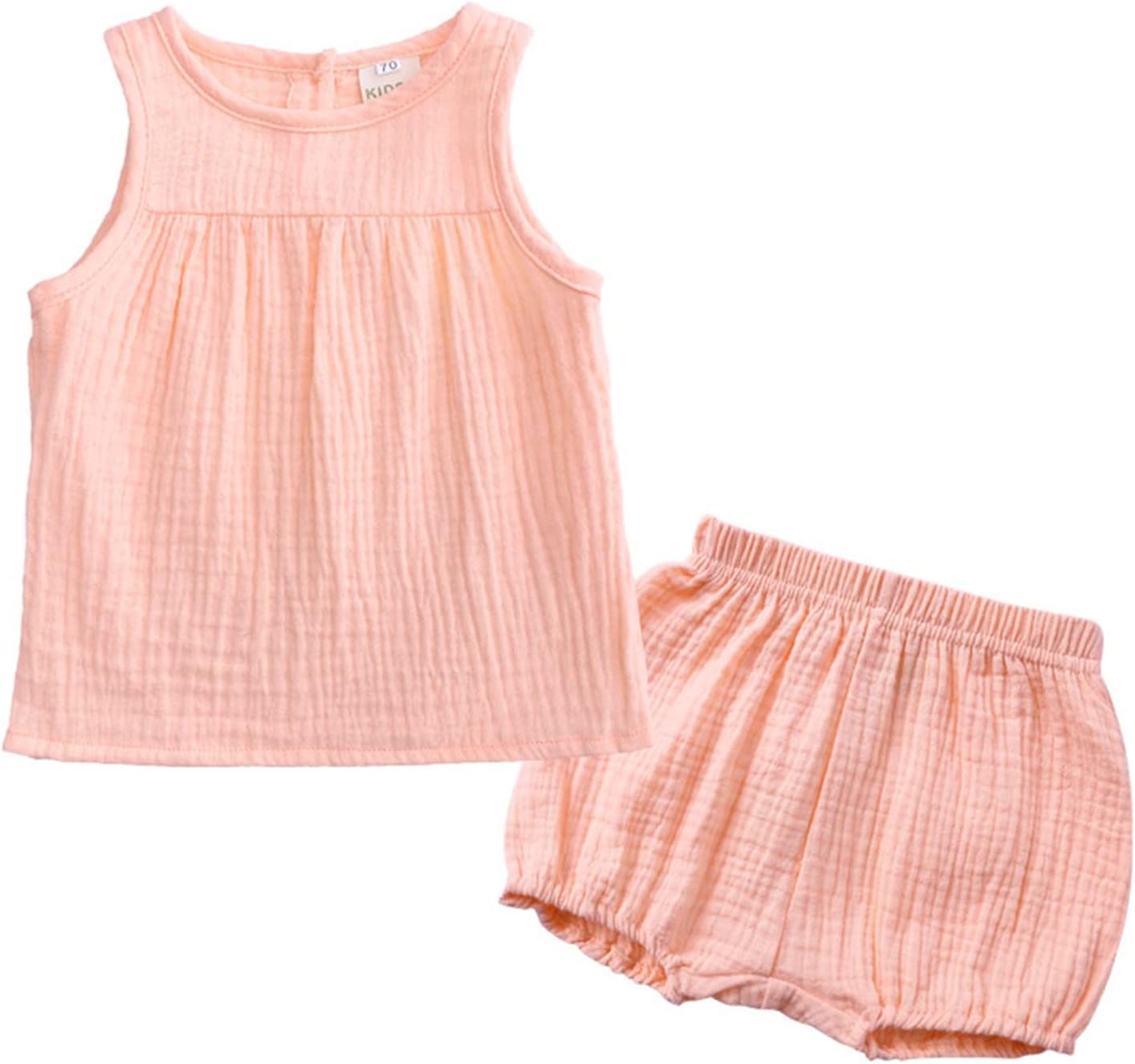Baby Girls Summer Solid Sleeveless Vest Shirt Top and Shorts Set