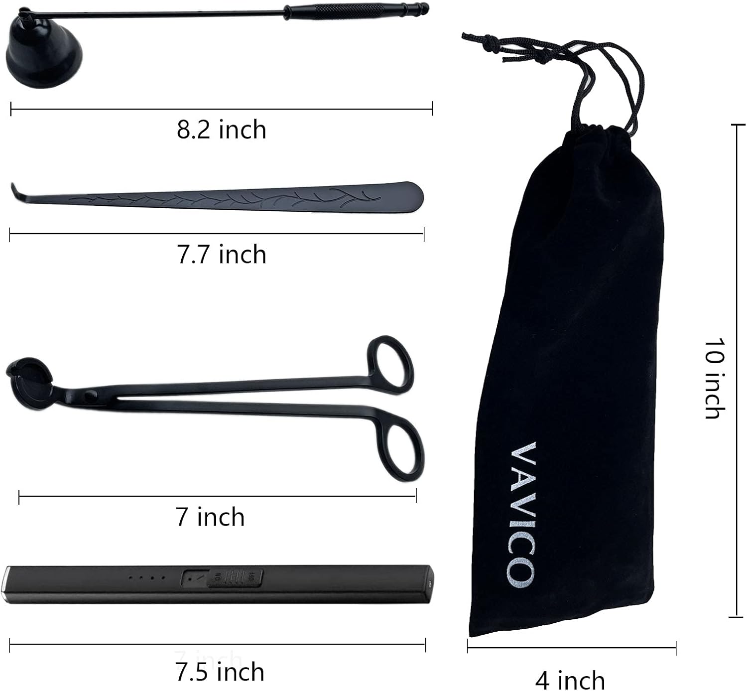 VAVICO Candle Care Kit with Windproof Arc Lighter and USB Rechargeable Trimmer