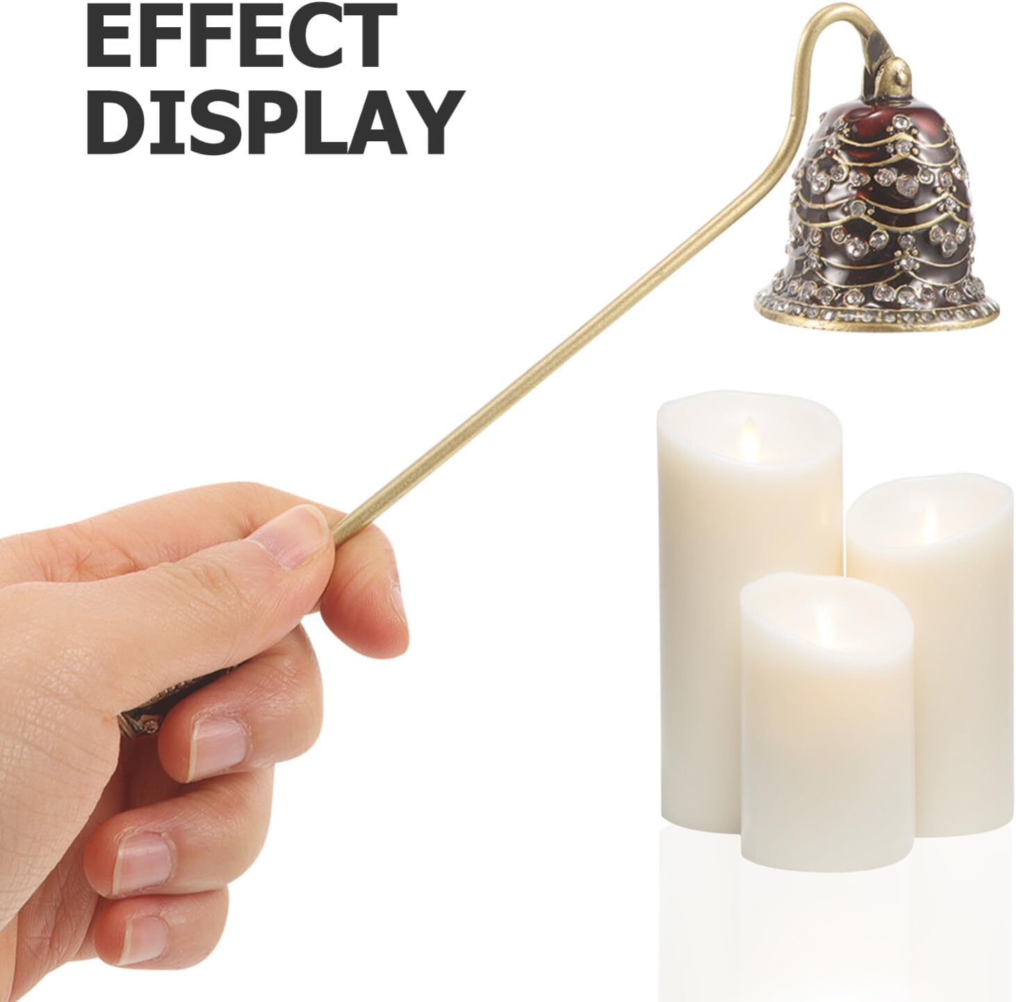 HOLIDYOYO Candle Snuffer with Rhinestone Long Handle