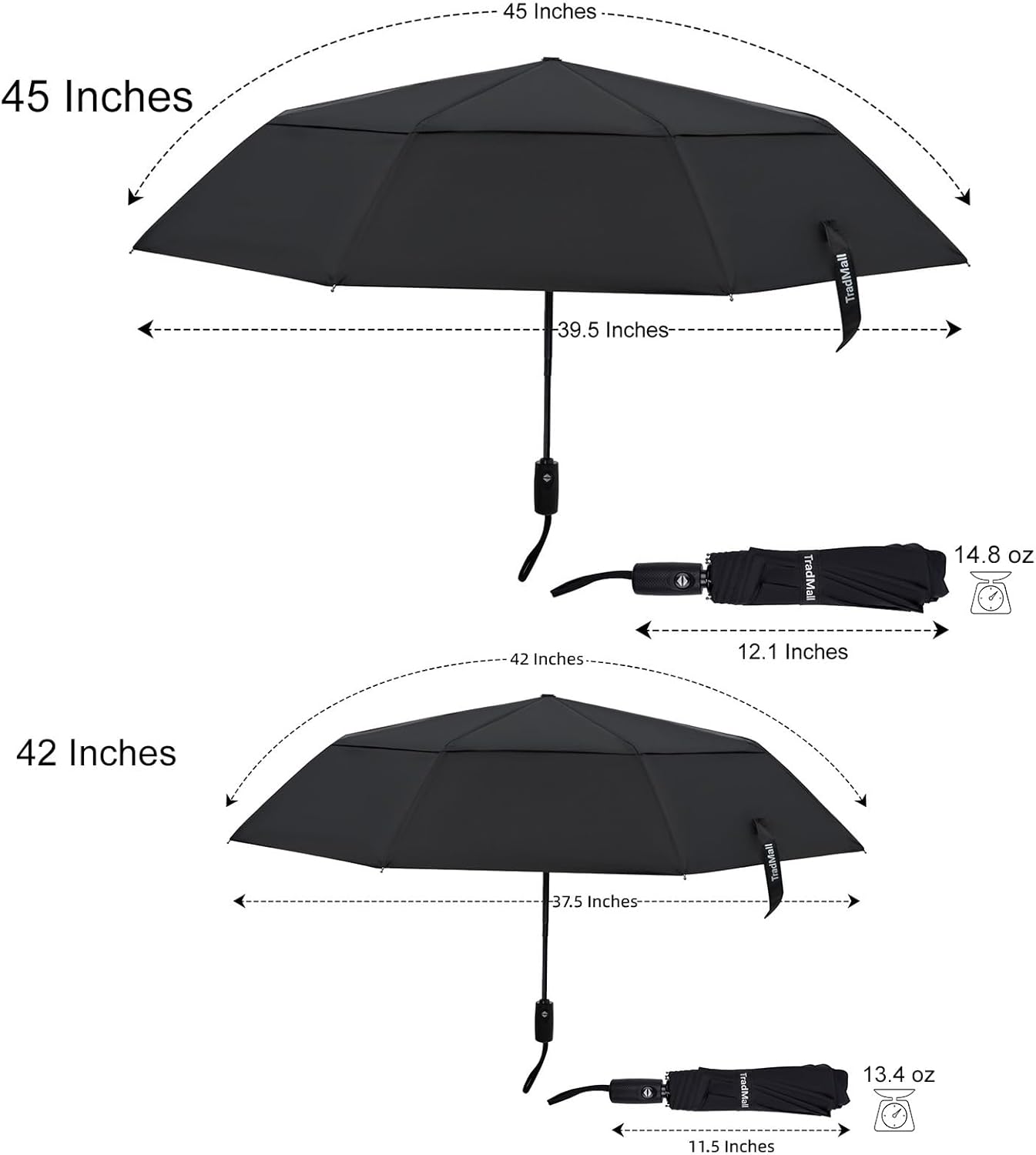 TradMall Travel Umbrella 42 Inch Auto Open Close