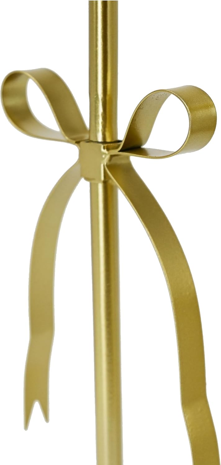 Remenna Bow Taper Candle Holders Set of 2 Gold