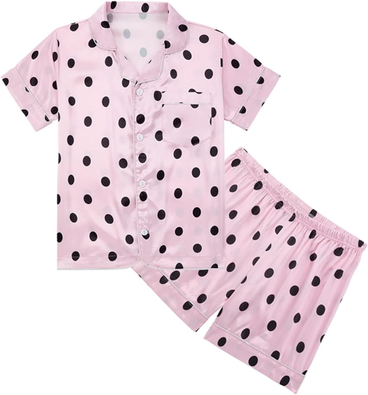 Toddler Silk Satin Pajama Set for Boys Girls Summer Sleepwear