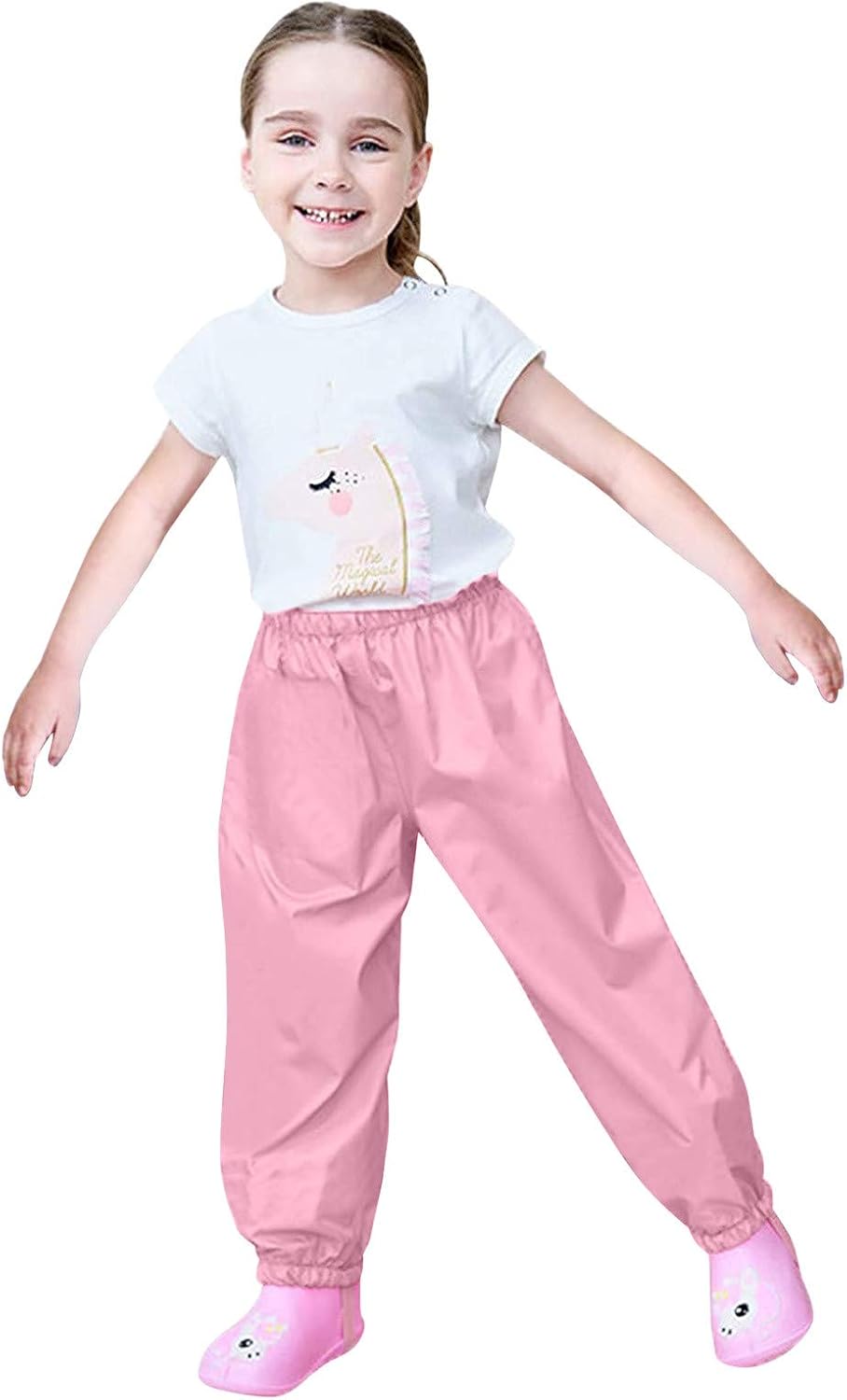 RNTOP Kids Waterproof Rain Pants for Girls and Boys