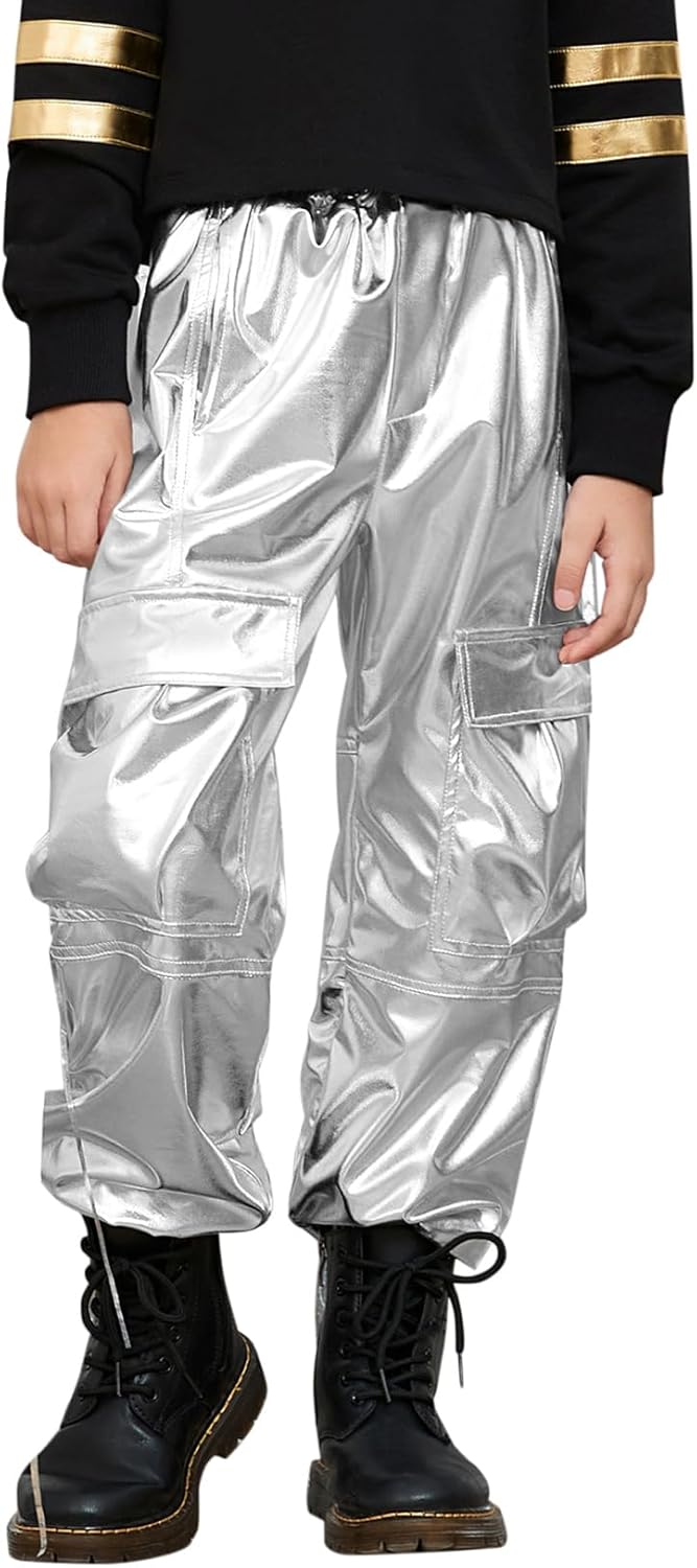 Perfashion Metallic Cargo Pants for Girls 6-15Y 1