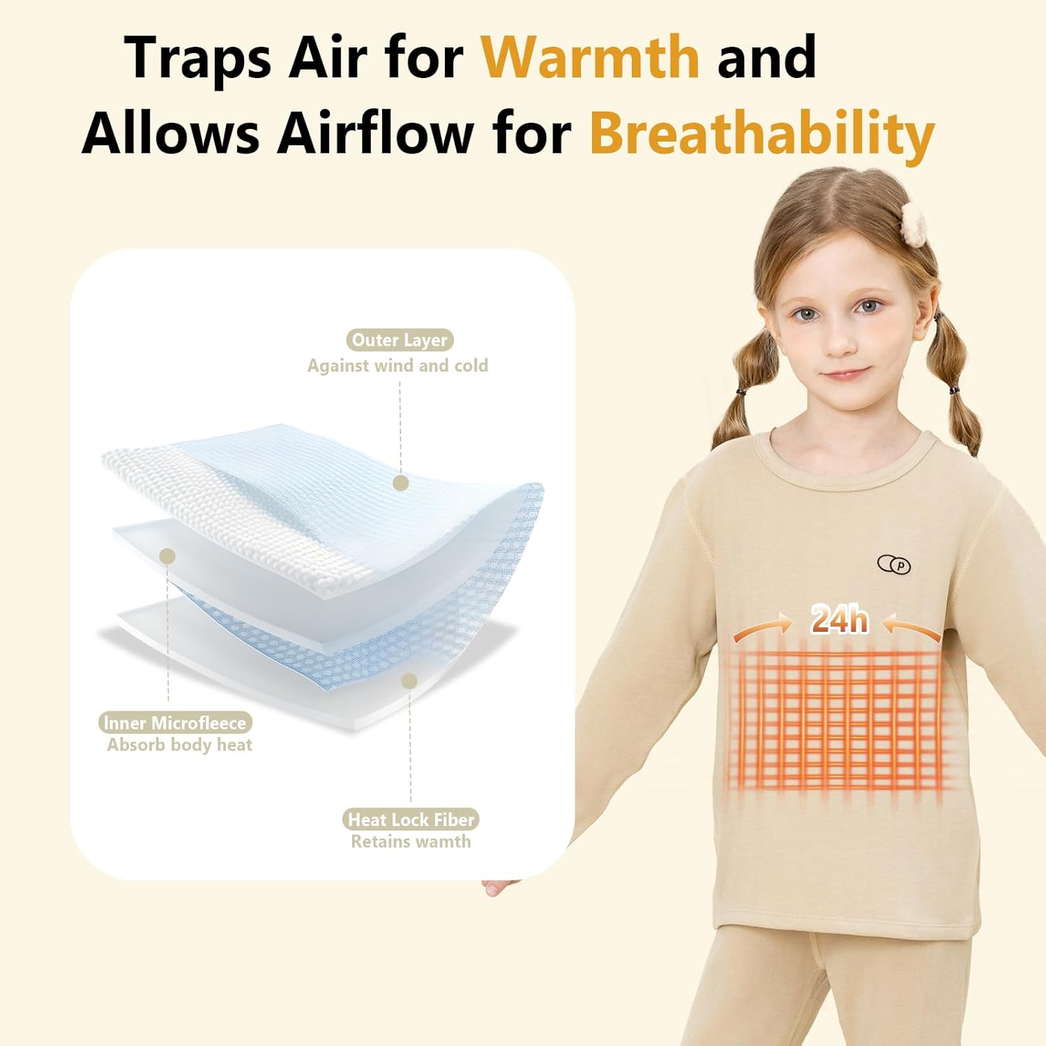 Beno Tiger Girls Thermal Underwear Set 1