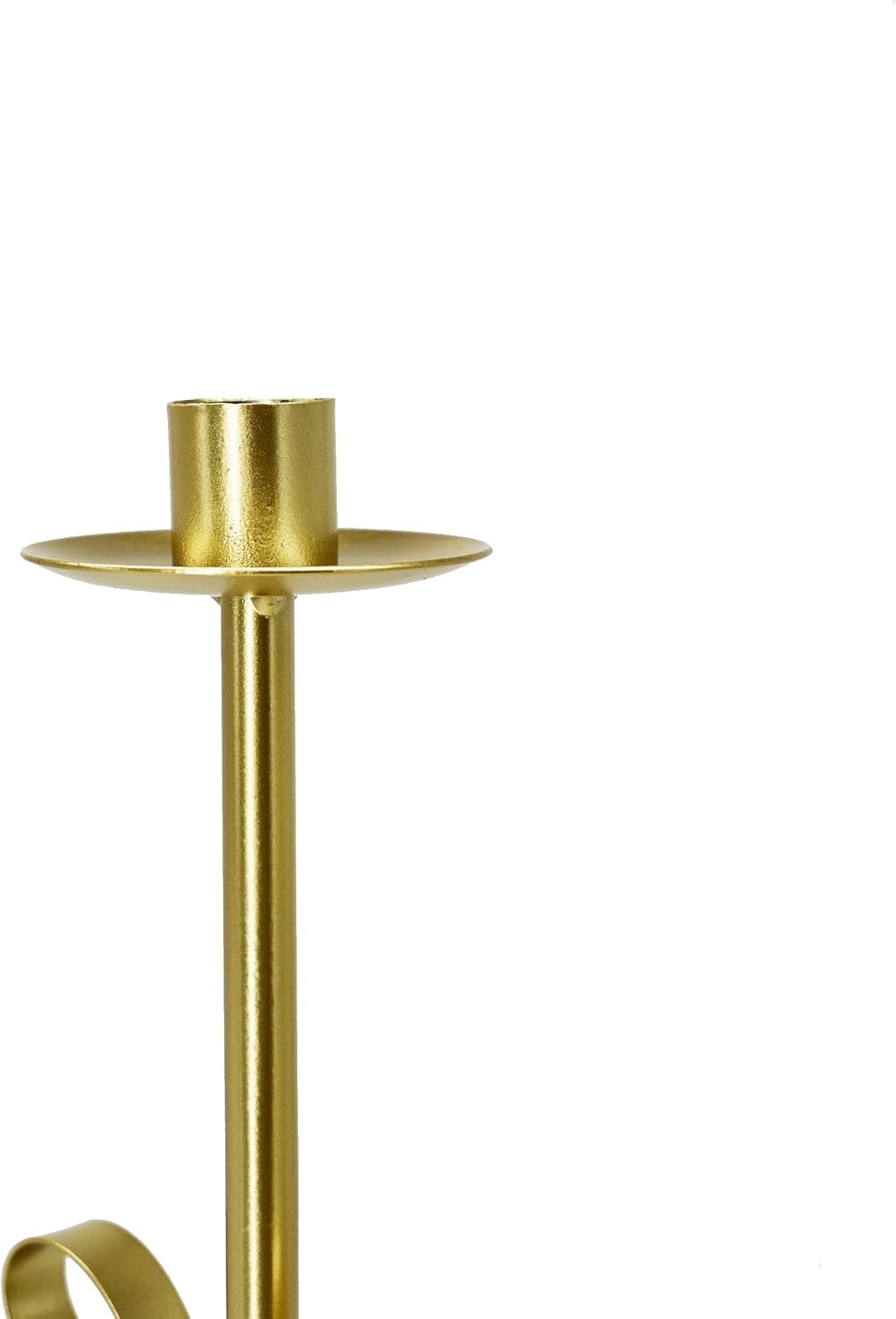 Remenna Bow Taper Candle Holders Set of 2 Gold
