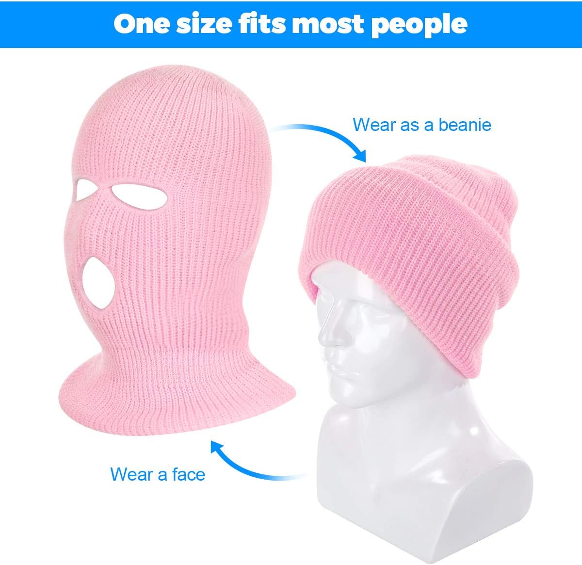 Tmflexe 2 Pieces 3-Hole Ski Mask Winter Balaclava Cap