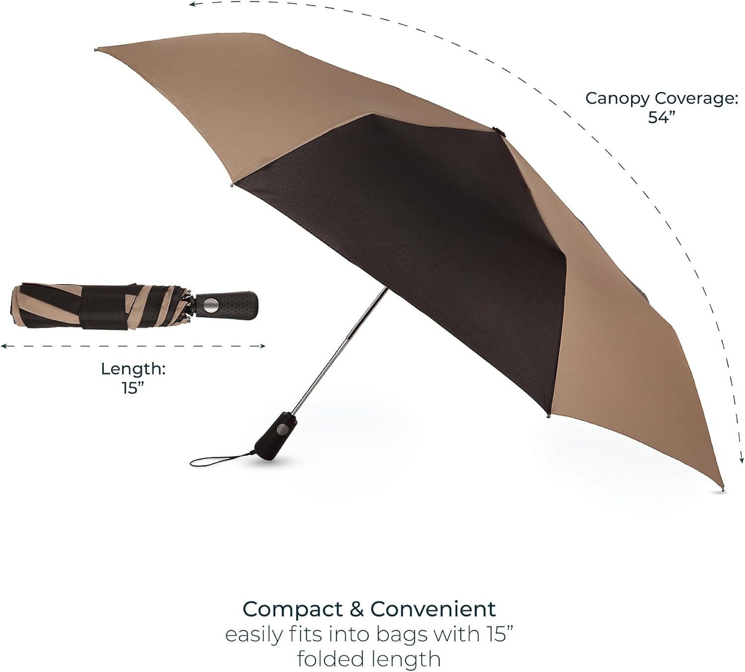 Totes Folding Golf Umbrella with UV Protection Auto OpenClose 54-Inch Black