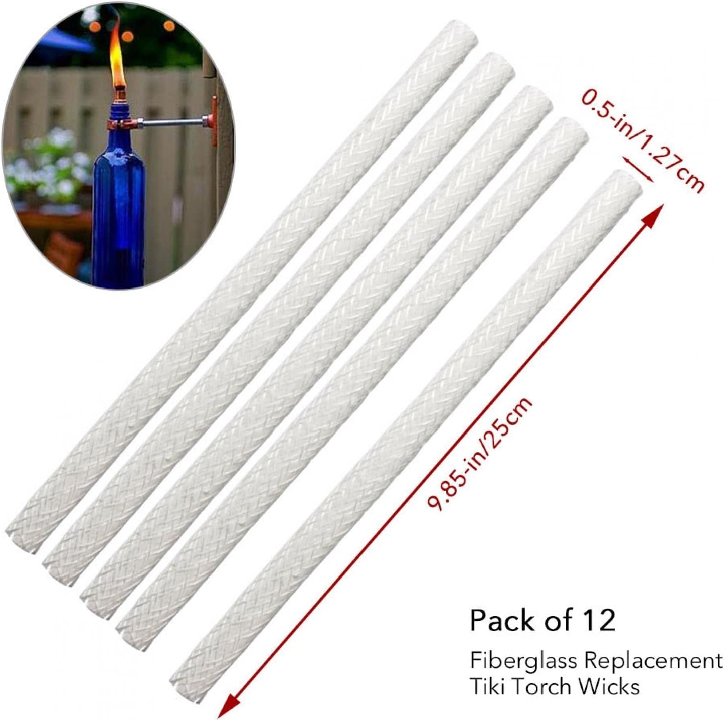 Joyzan Fiberglass Replacement Wicks for Oil Lamps and Lanterns 12Pcs