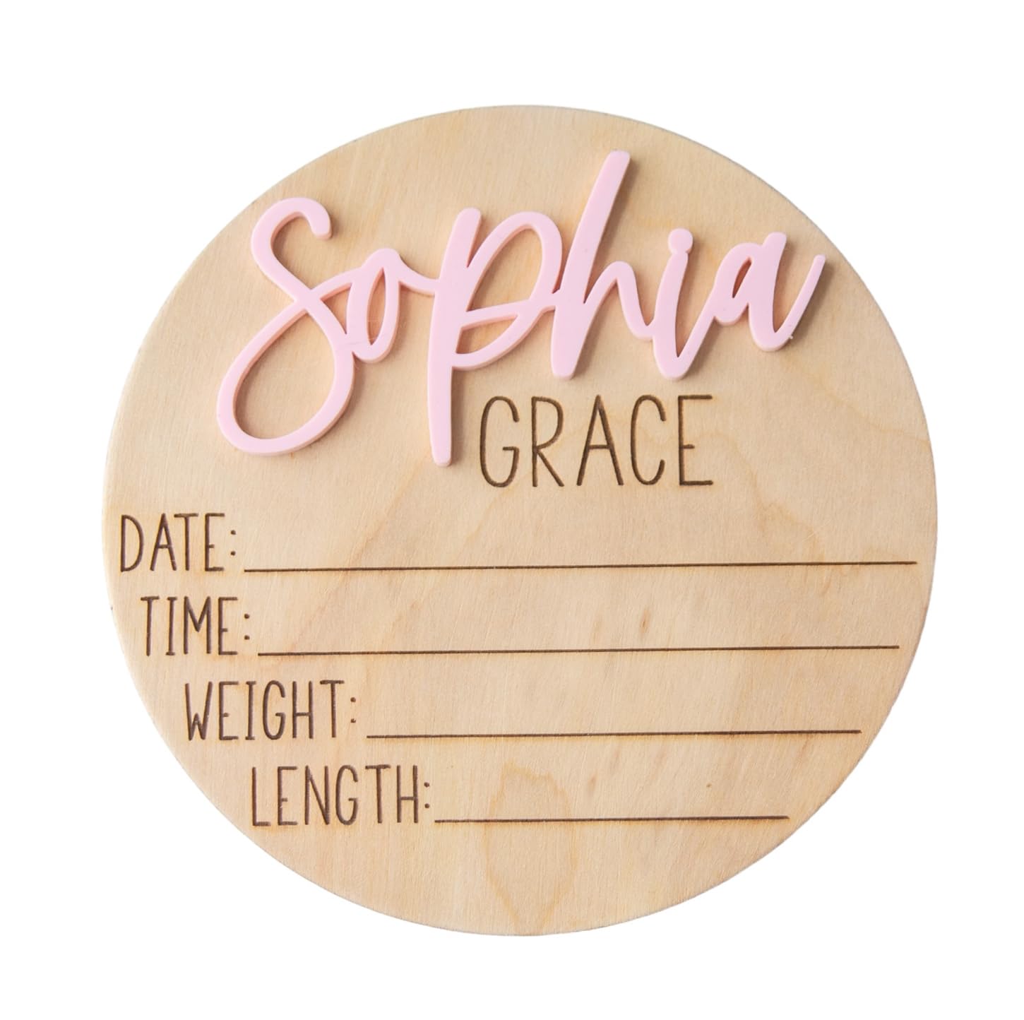 Personalized Newborn Announcement Sign - Double Sided Wooden Birth Sign
