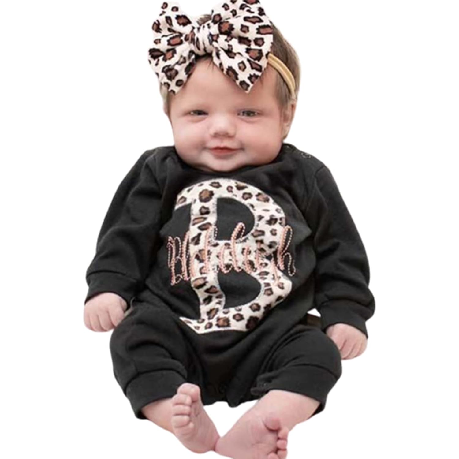 Adorable Personalized Leopard Romper and Turban Set for Baby Girls