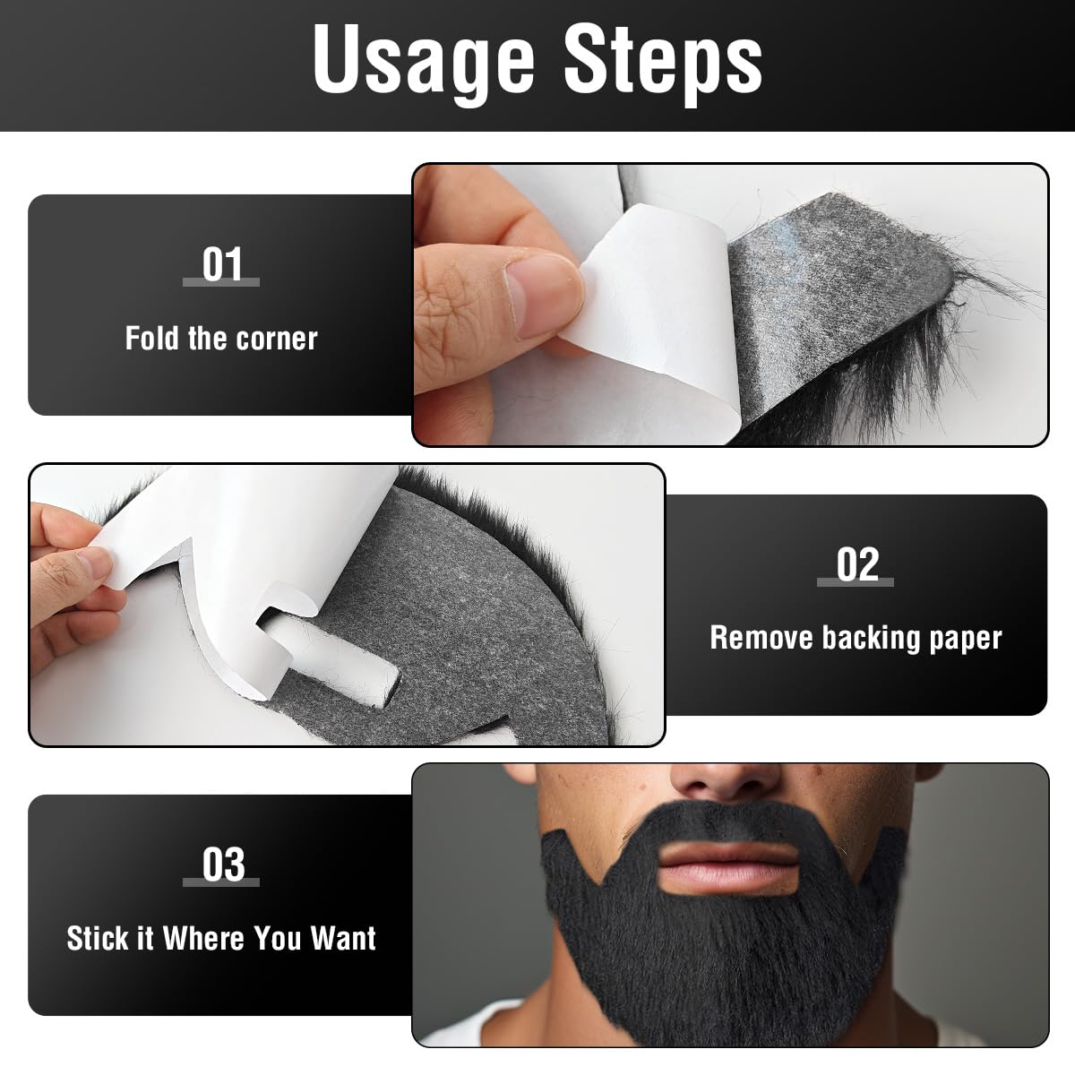 WILDREEDS Self Adhesive Fake Mustache for Kids 1