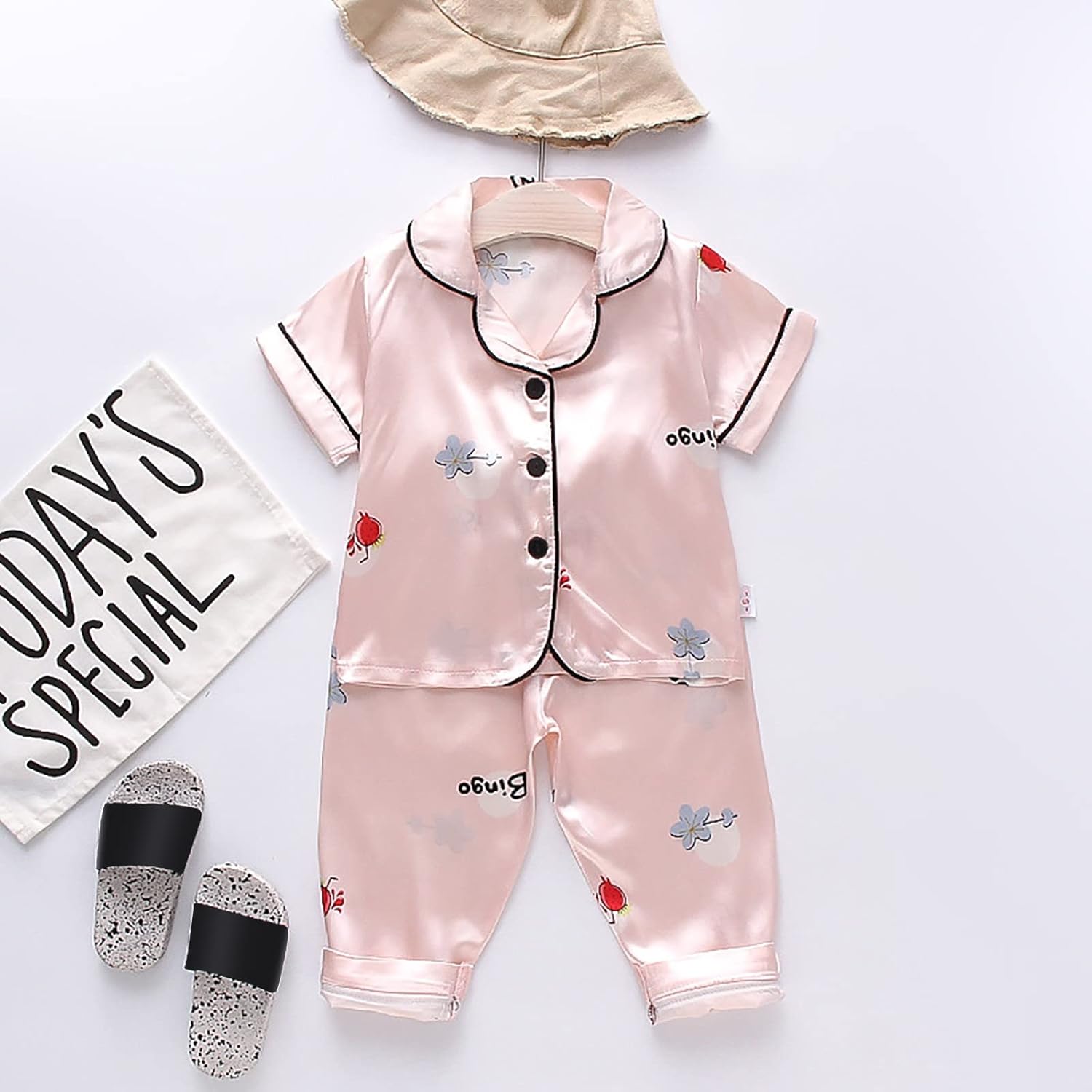 Toddler Silk Satin Short Sleeve Set for Boy Girl