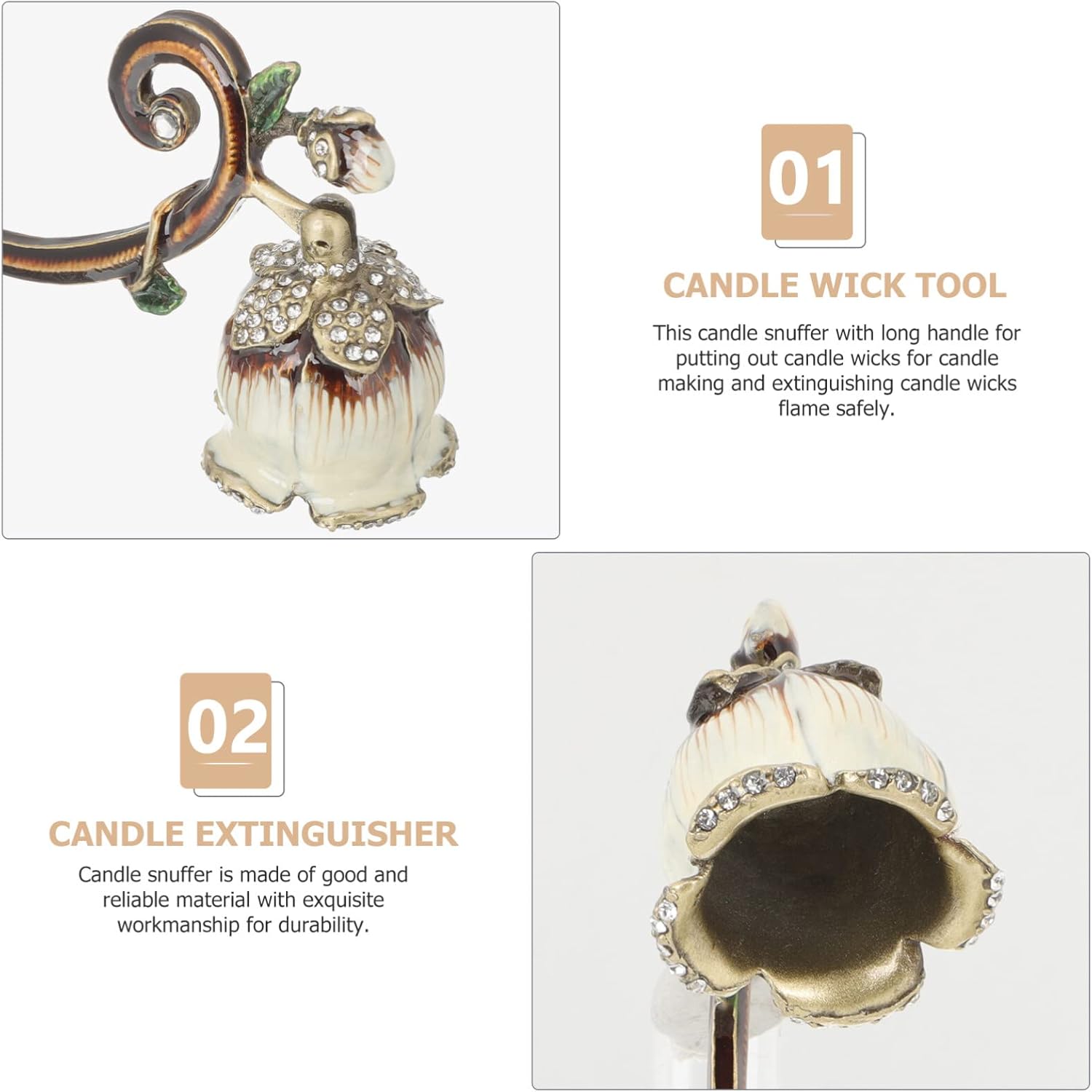 Candle Snuffer with Painted Flower Design