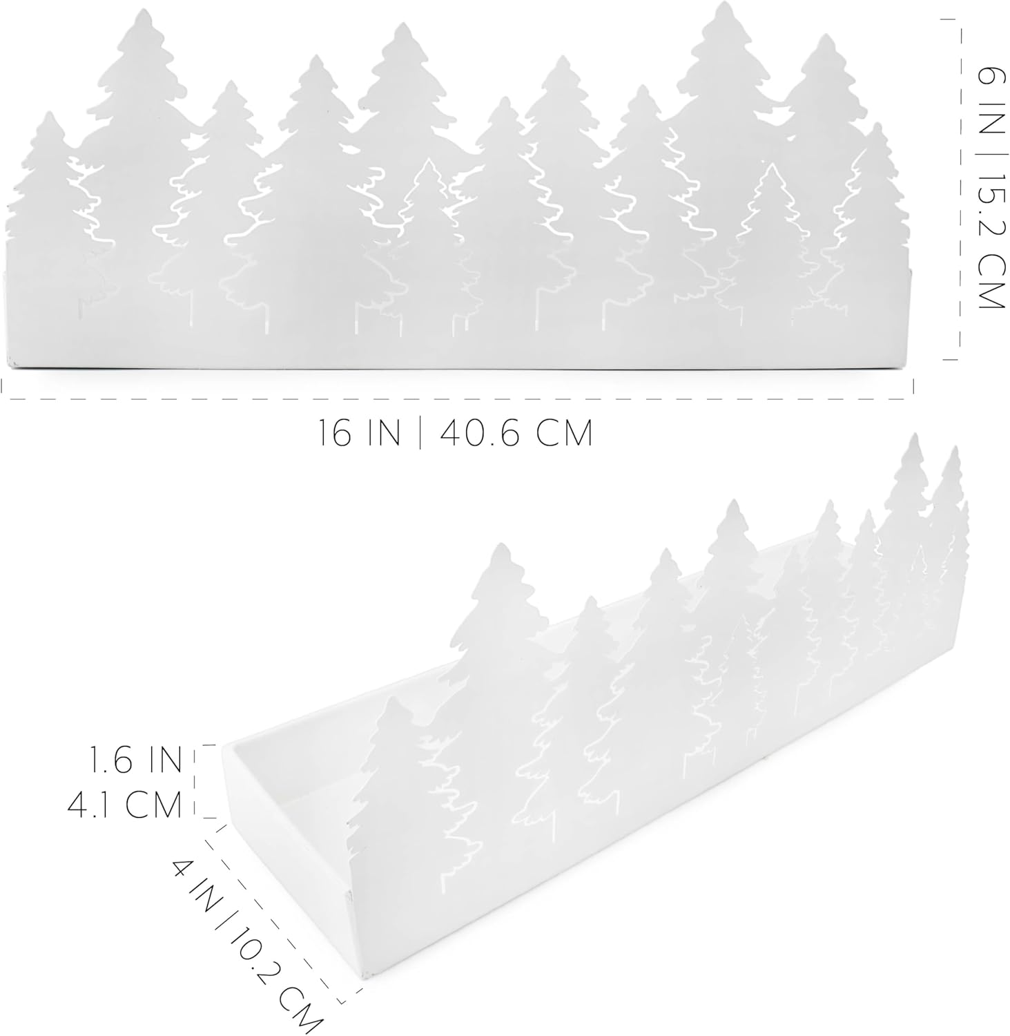 AuldHome Design Christmas Tree Galvanized Tray White