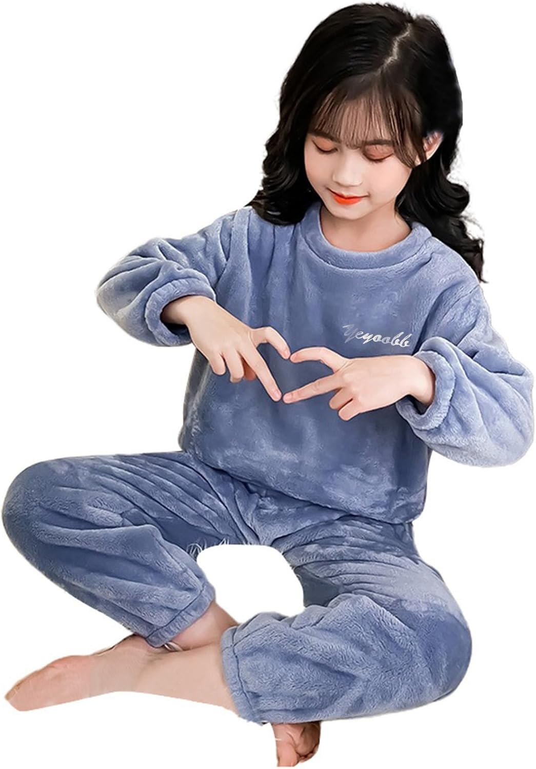 Boys Girls Flannel Winter Clothes Set with Fuzzy Sweatpants