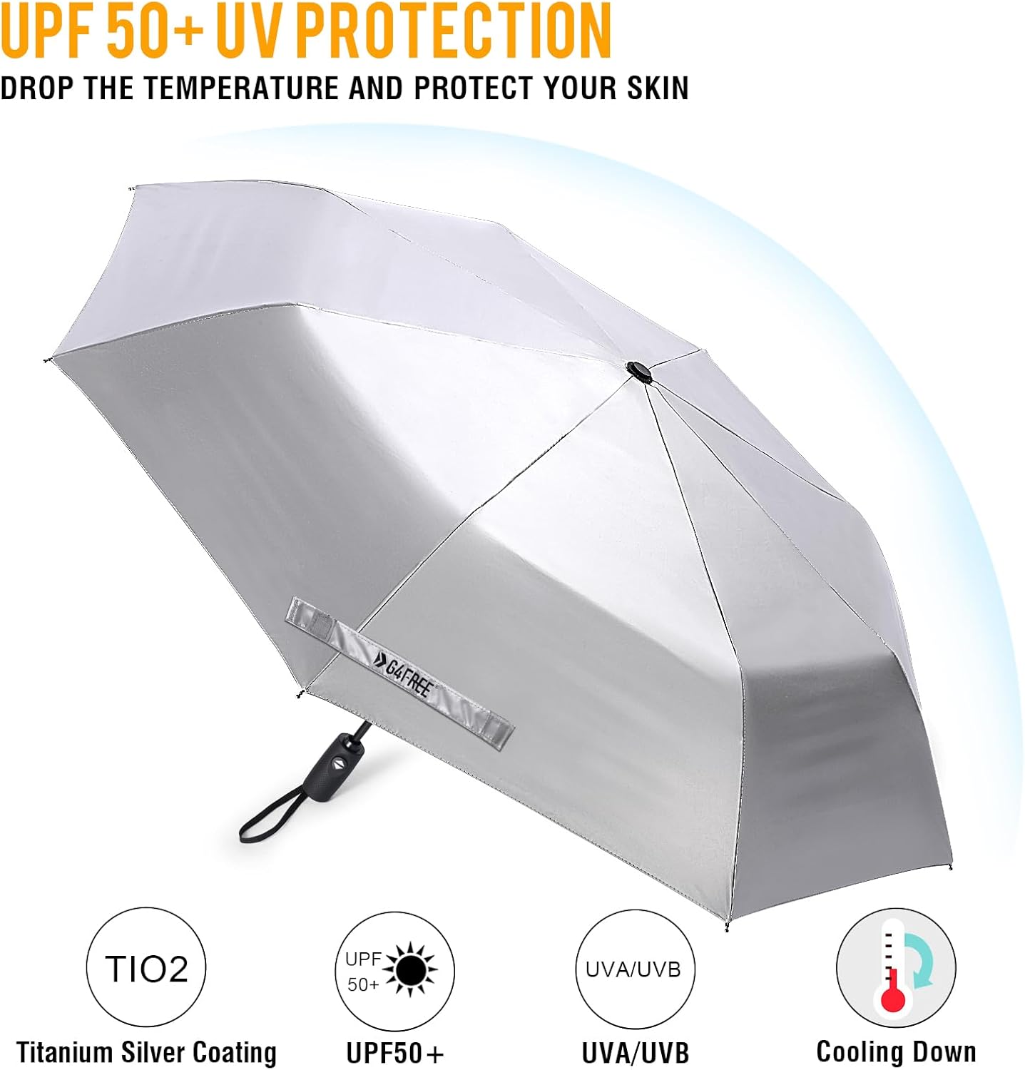 G4Free UPF 50 Travel Umbrella 42 Inch Windproof Auto Open Close