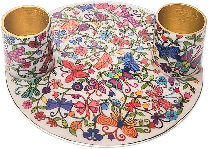Yair Emanuel 4 Inch Flat Plate Shabbat Candle Holder