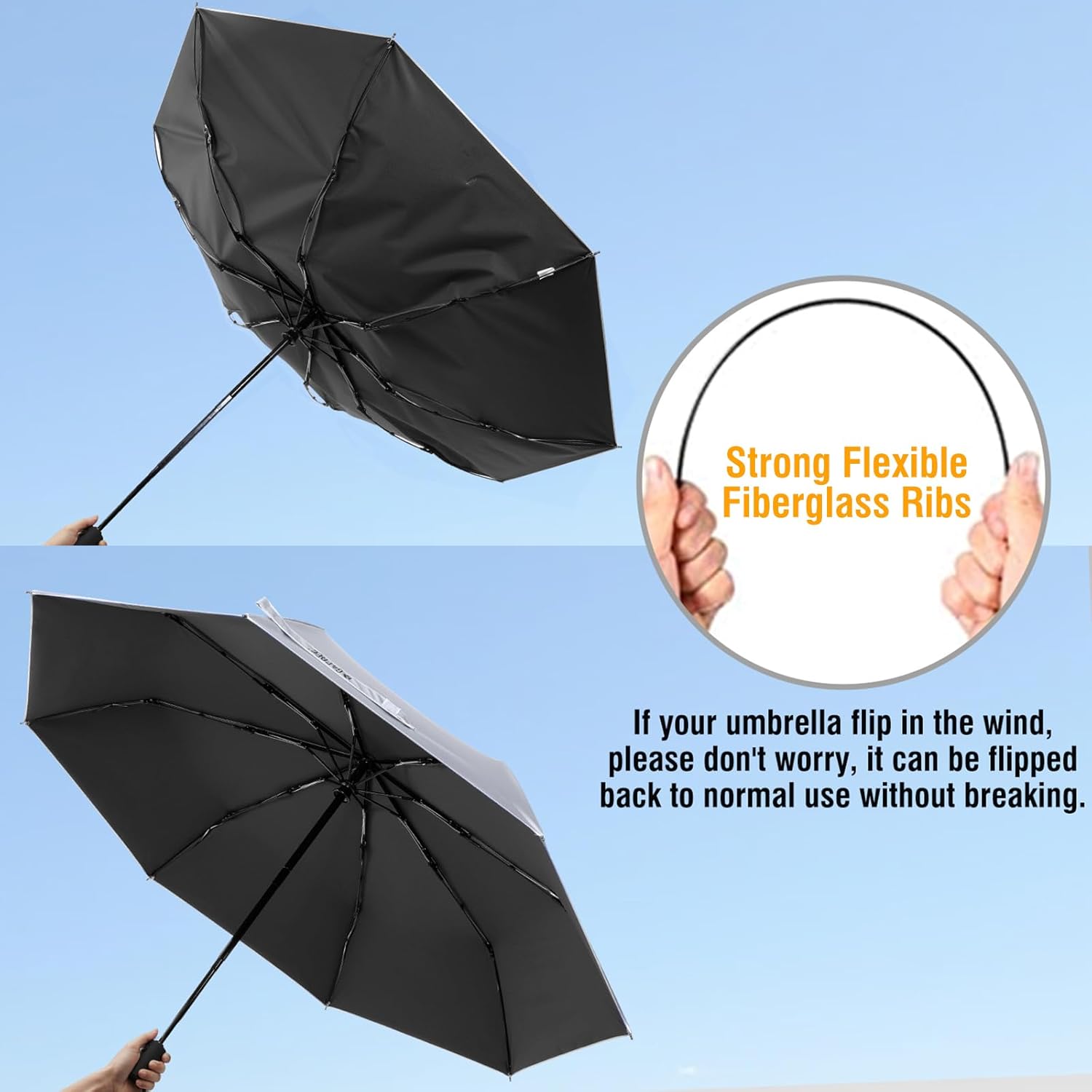 G4Free UPF 50 Travel Umbrella 42 Inch Windproof Auto Open Close